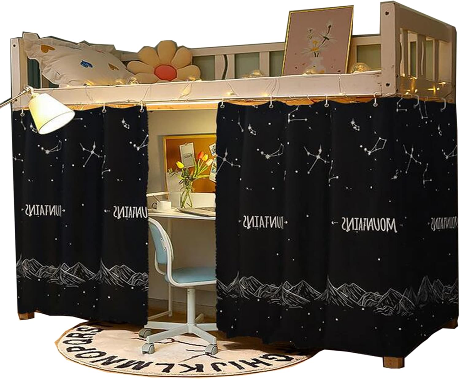 Navhao 2 paneles, cortinas de litera inferior, de tela, para estudiantes, cortinas de sombreado para cama individual, 45.3 x 78.7 pulgadas