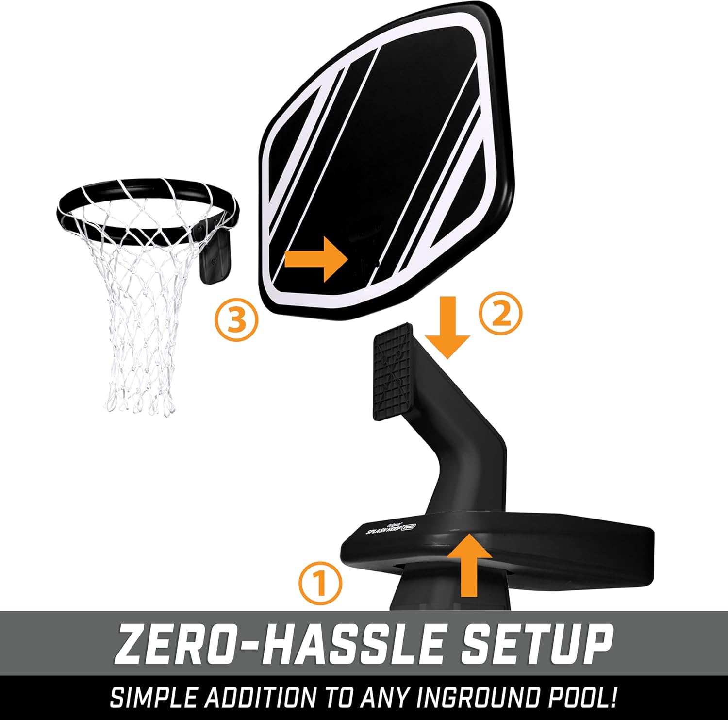 GoSports Splash Hoop – Juego de baloncesto para piscina, incluye aro de baloncesto de agua junto a la piscina, 2 bolas y bomba de inflador, elige tu