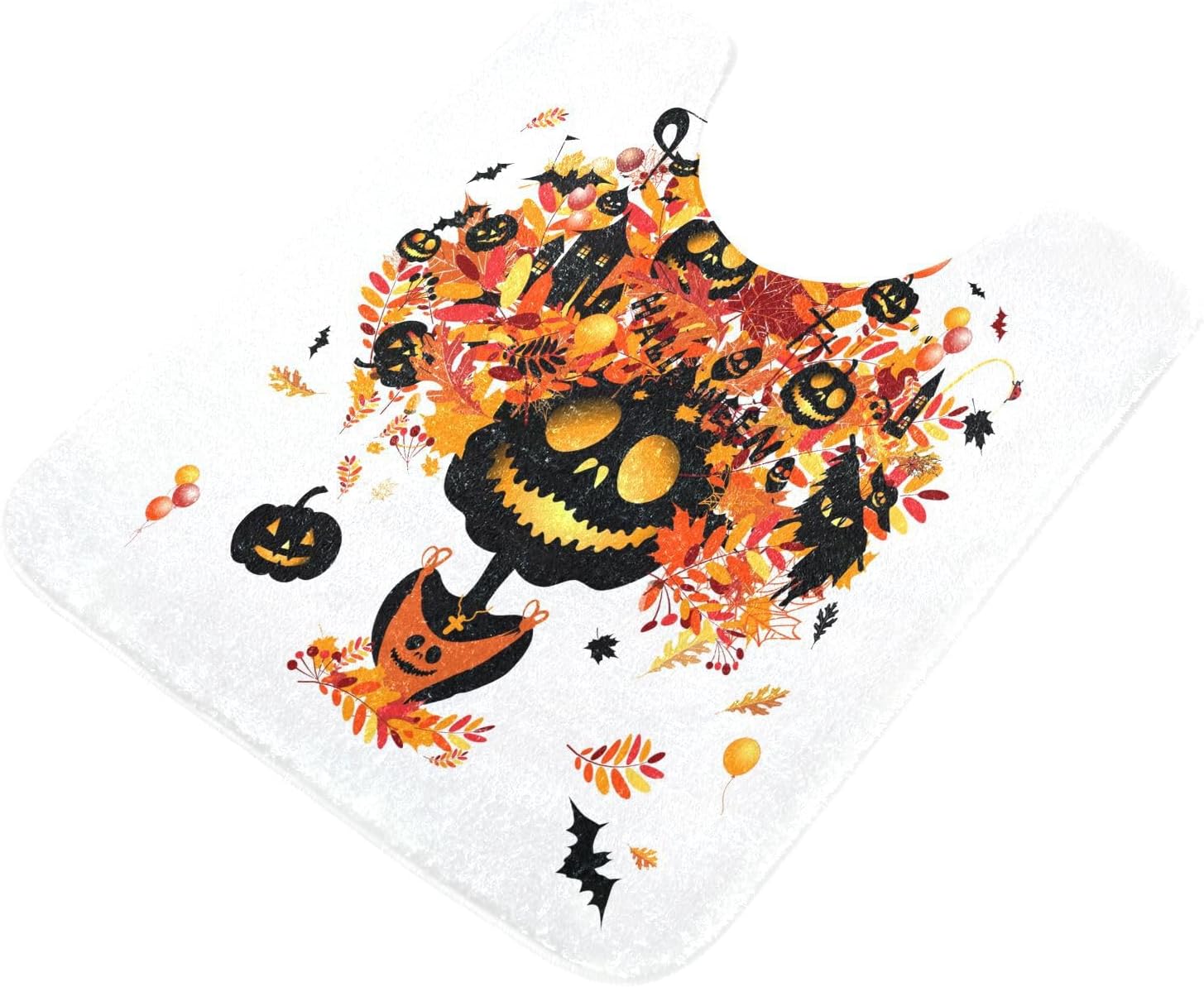 Juego de 2 alfombras de baño de calabaza y fantasma, antideslizantes, absorbentes de agua, alfombra de baño de arce rojo, alfombra de baño lavable,