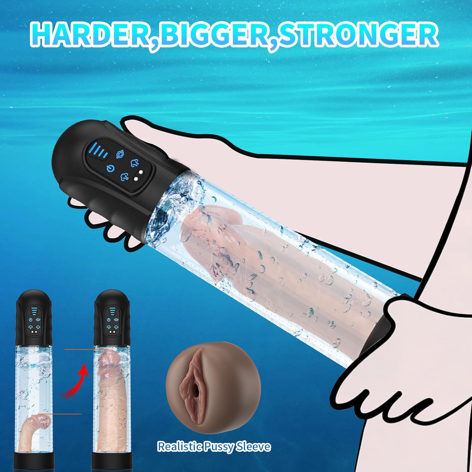 Bomba de pene de agua, juguetes sexuales masculinos, ampliadora de pene automática impermeable, bomba de expansión, bomba de pene eléctrica,