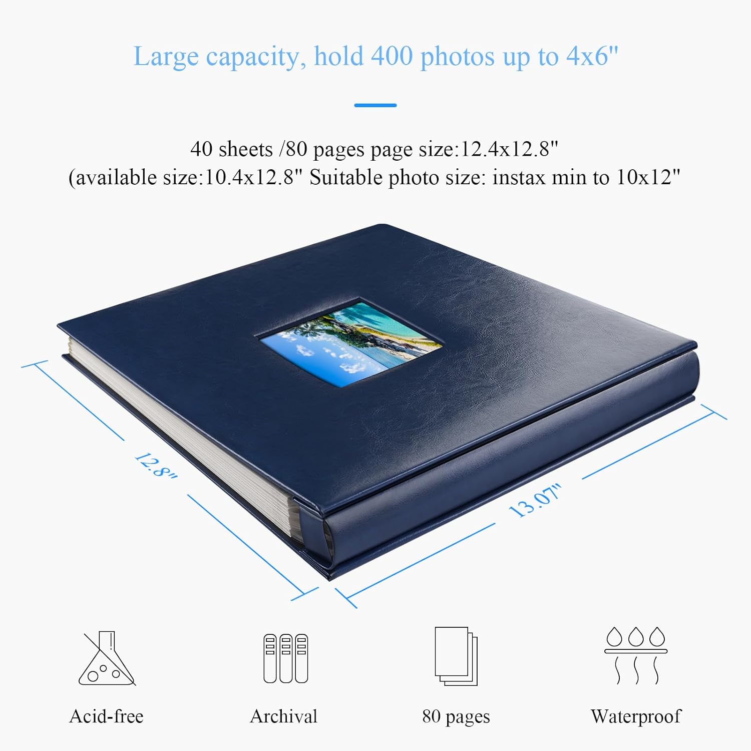 Álbum de fotos autoadhesivo, 80 páginas adhesivas, cubierta de cuero, libro de recortes, libro de fotos para regalos de Navidad, boda, álbumes de