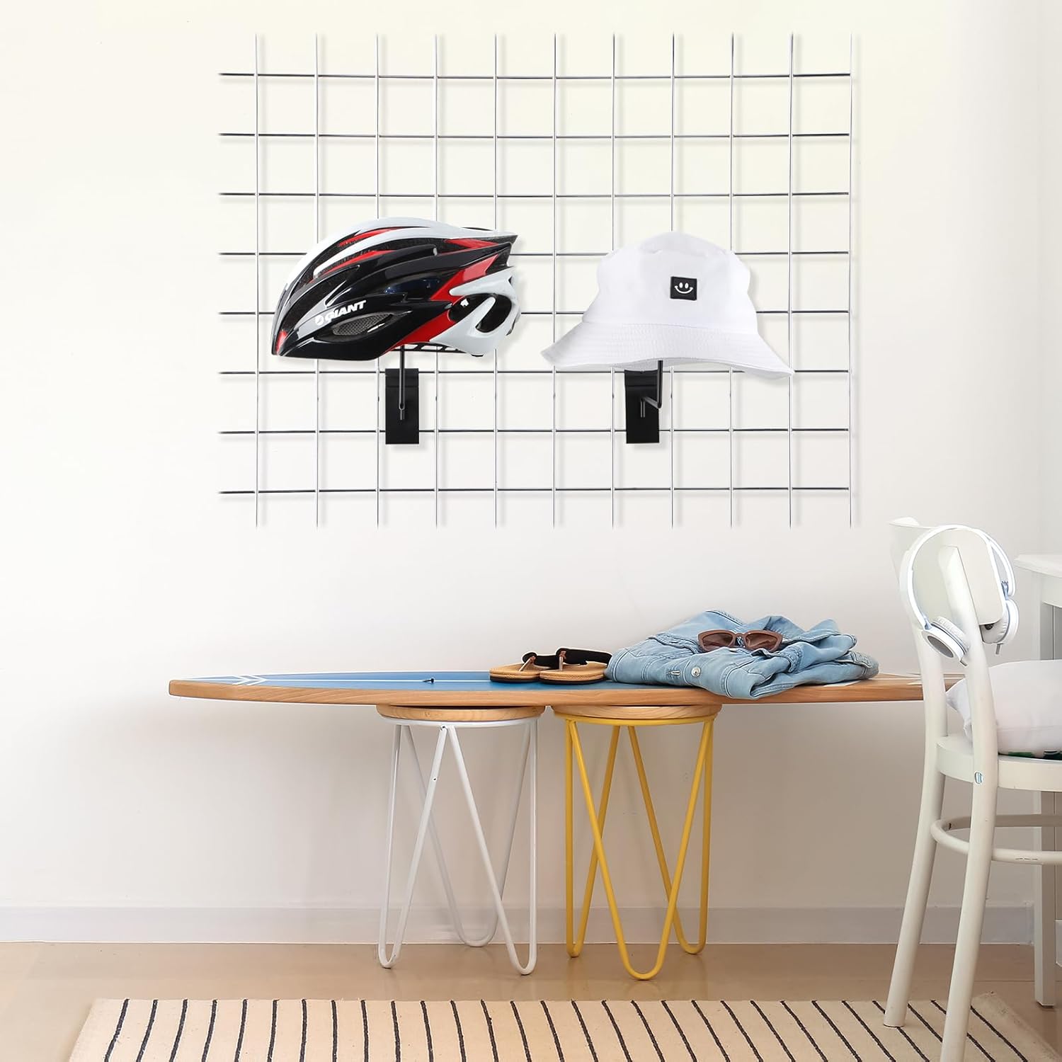 6 piezas de sombreros para rejilla de pared, estante de metal negro para casco, estantes de exhibición minorista, organizador de rejilla para