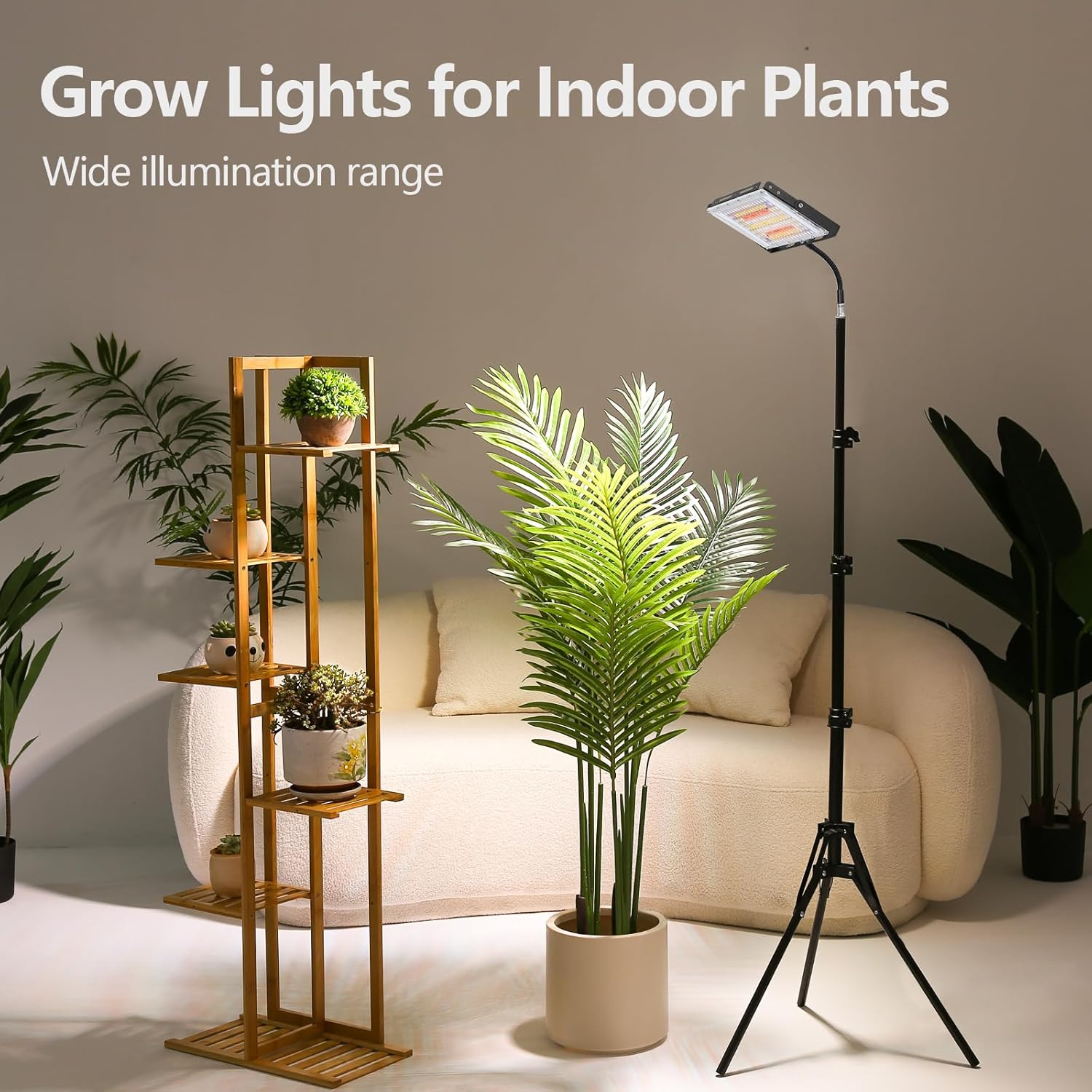 LBW Luces de cultivo de pie para plantas de interior, espectro completo de 144 luces LED, lámpara de cultivo de planta mejorada con soporte de