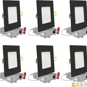 NUWATT Paquete de 6 luces LED empotrables cuadradas ultrafinas de 6 pulgadas, seleccionables 2700 K3000 K3500 K4000 K5000 K, alto brillo 1050 NUWATT Paquete de 6 luces LED empotrables cuadradas ultrafinas de 6 pulgadas, seleccionables 2700 K3000 K3500 K4000 K5000 K, alto brillo 1050