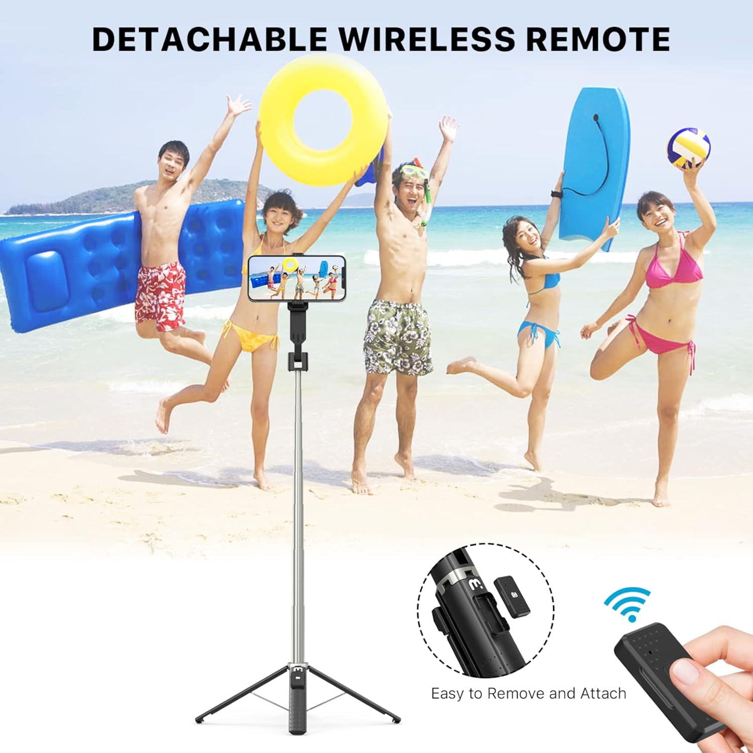 MYBAT PRO – Trípode para selfie stick con control remoto, 4 en 1, extensible portátil, Bluetooth Selfie Stick y soporte de trípode para teléfono,