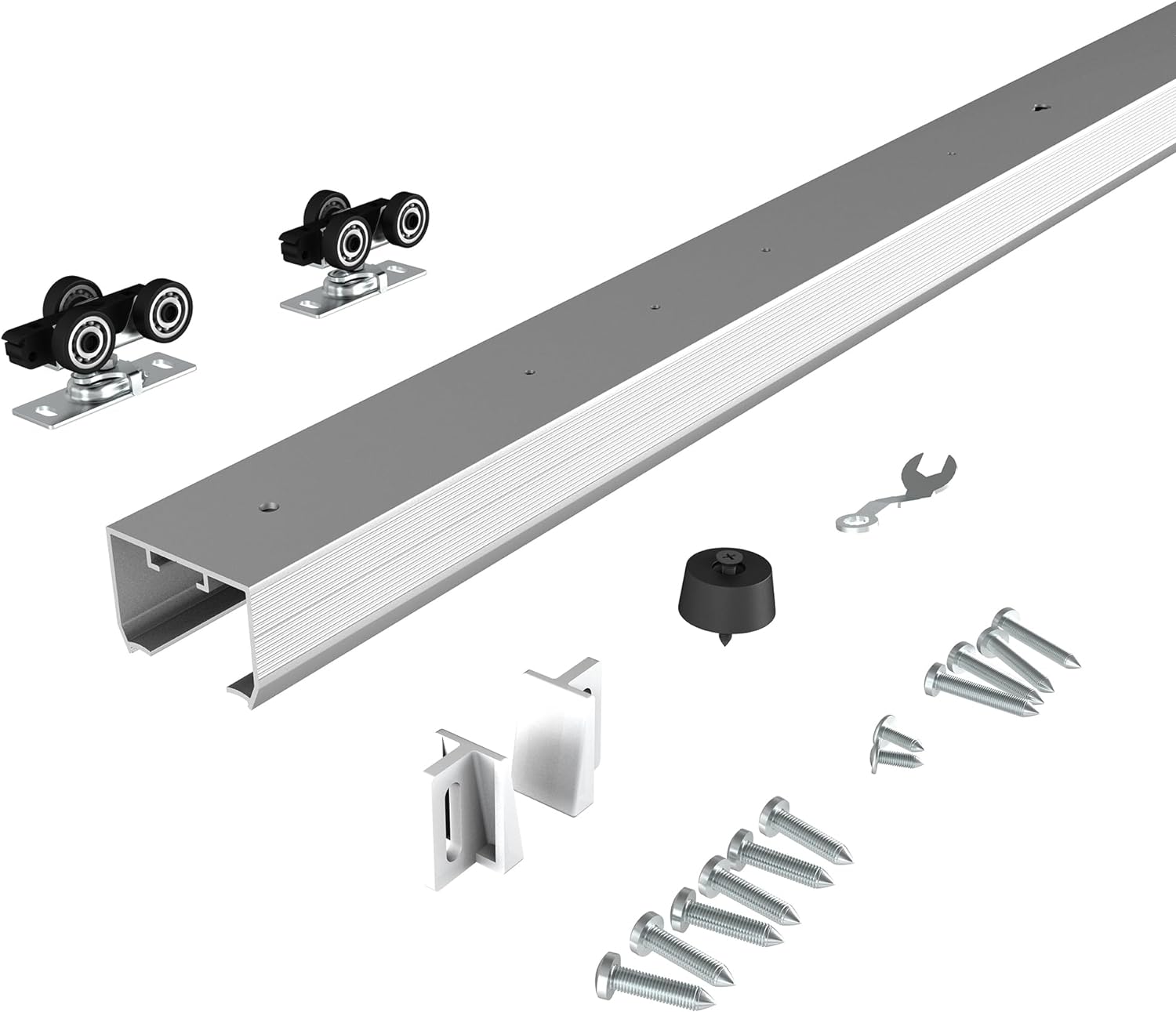 JUBEST Juego de herrajes y rieles para puerta de bolsillo de grado comercial de 4 pies, herrajes para puertas correderas de 48 pulgadas, duraderos y