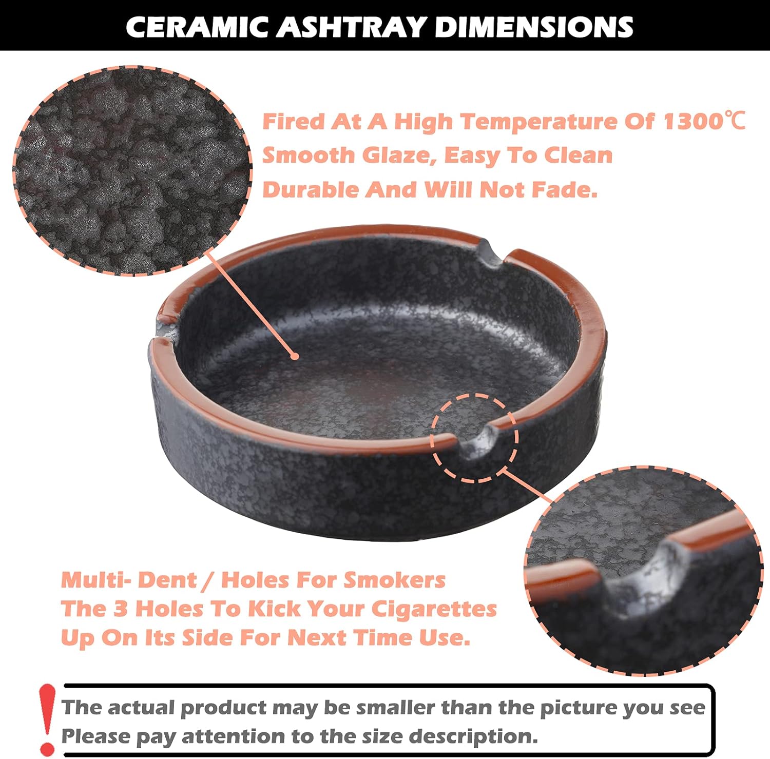 Cenicero de cerámica, cenicero casero, cenicero, cenicero de cigarrillos para uso en interiores o exteriores, cenicero de barra de café, cenicero