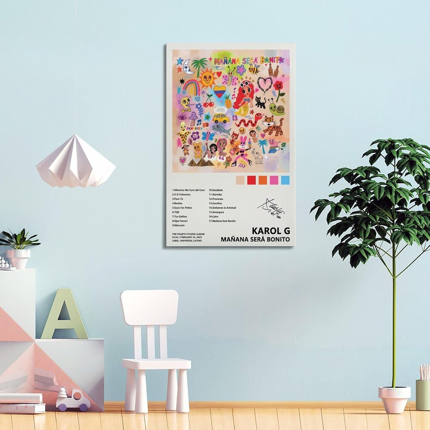 Karol G Mañana Será Bonito póster para estética de habitación, póster de arte en lienzo, impresión artística moderna para dormitorio familiar,