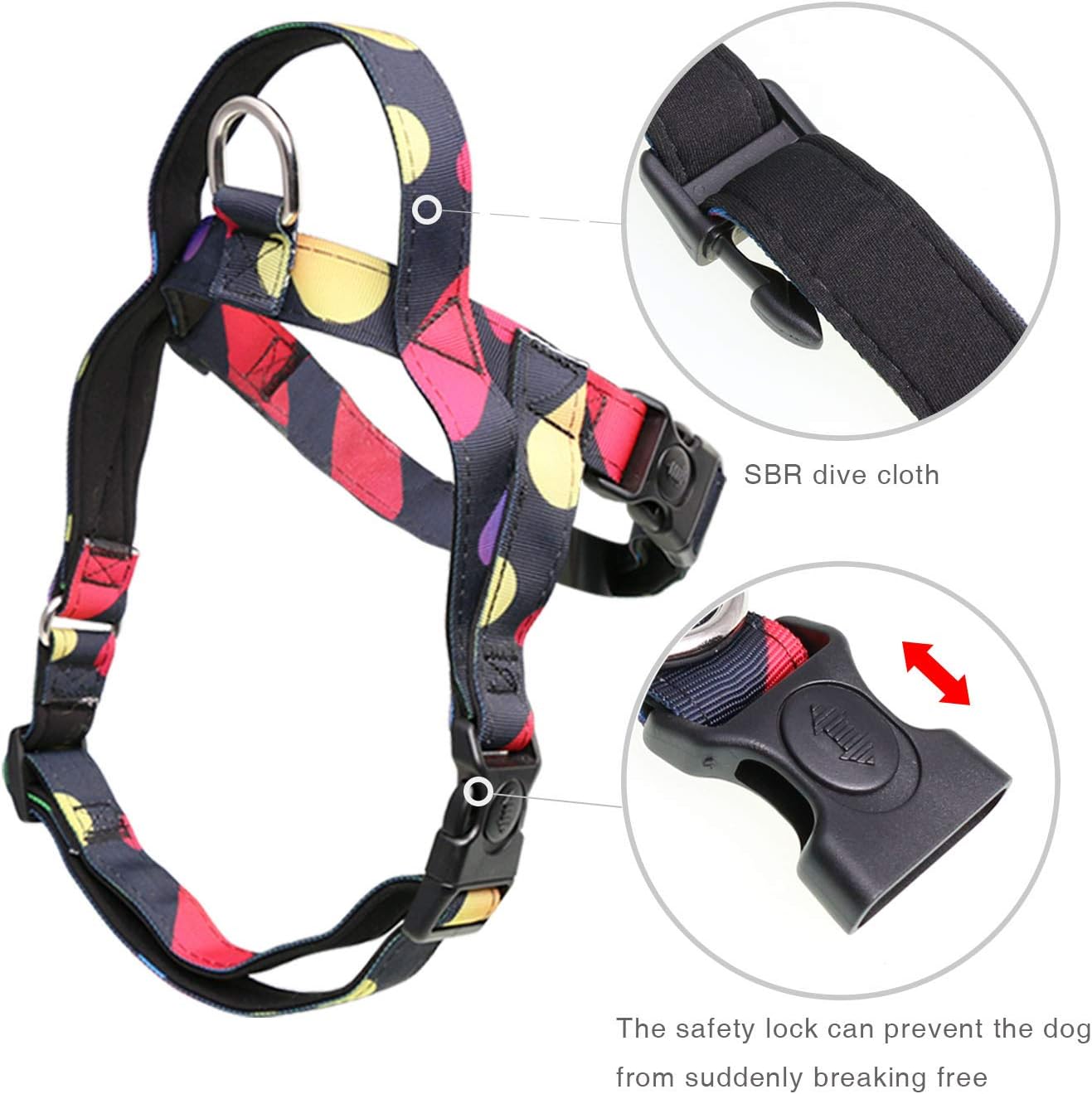 iChoue Arnés para perro, fácil de poner y quitar, arnés ajustable ligero con asa para perros pequeños y medianos, tamaño M