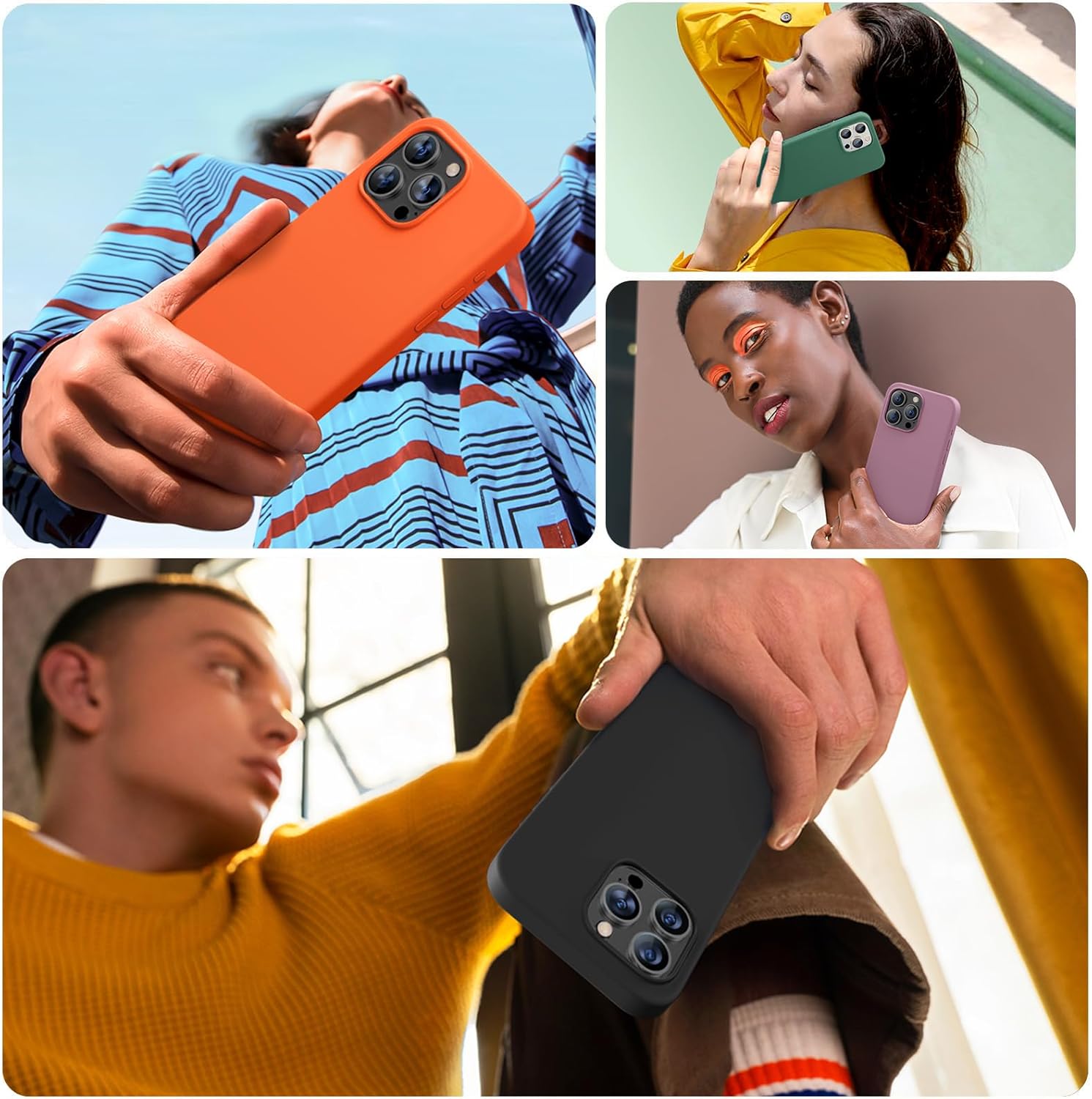 Miracase Funda diseñada para iPhone 15 Pro Max, compatible con MagSafe, con 2 protectores de pantalla, funda de silicona líquida a prueba de golpes