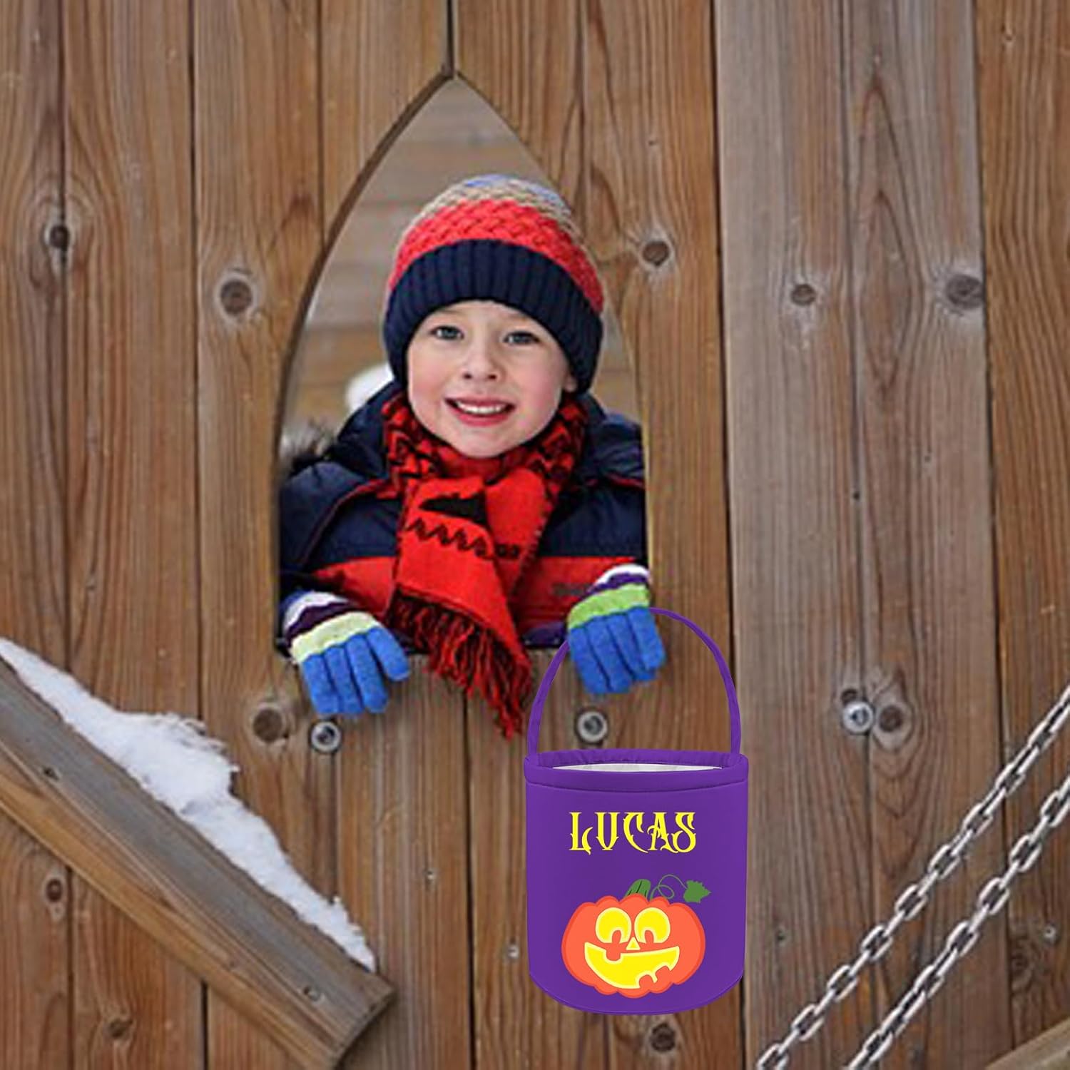 Cubos de Halloween personalizados con nombre de Halloween, cesta de calabaza y gato, bolsas de dulces para regalos de decoración de fiestas