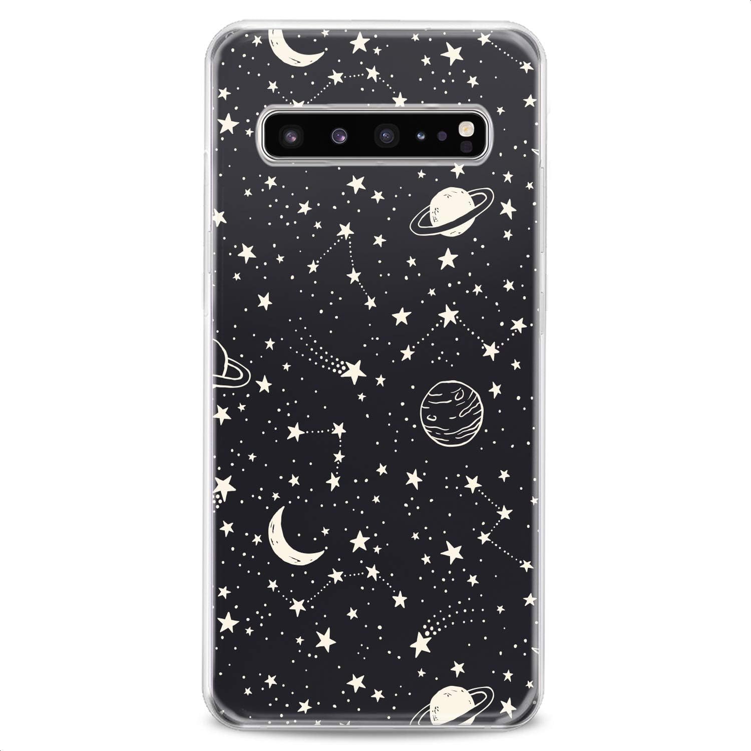 Funda compatible con Samsung S24 S23 S22 Plus S21 FE Ultra S20+ S10 Note 20 S10e S9 Art Pattern Stars Galaxy Art Design Print Planets Clear