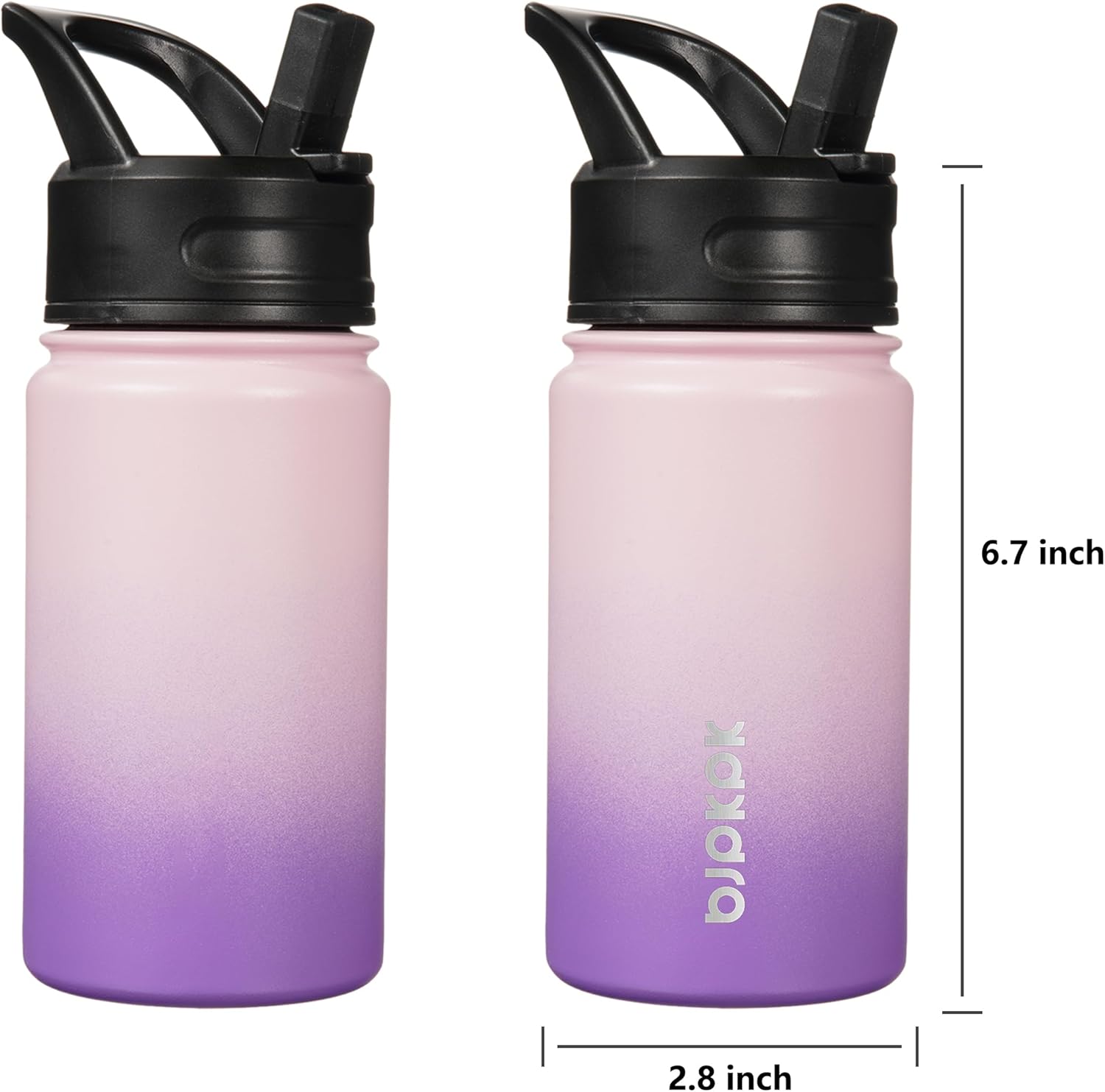 BJPKPK Botella de agua con tapa con pajilla, botella de agua aislada de 15 onzas, botellas de agua de metal de acero inoxidable, termos
