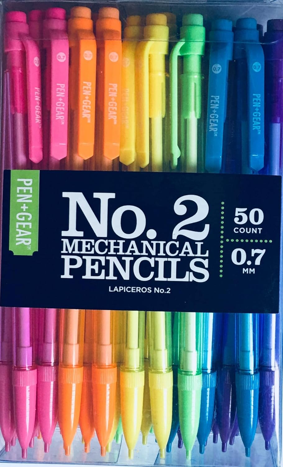 Lápices mecánicos No. 2 (multicolor brillante, 3 minas en cada uno) 50 unidades (50)
