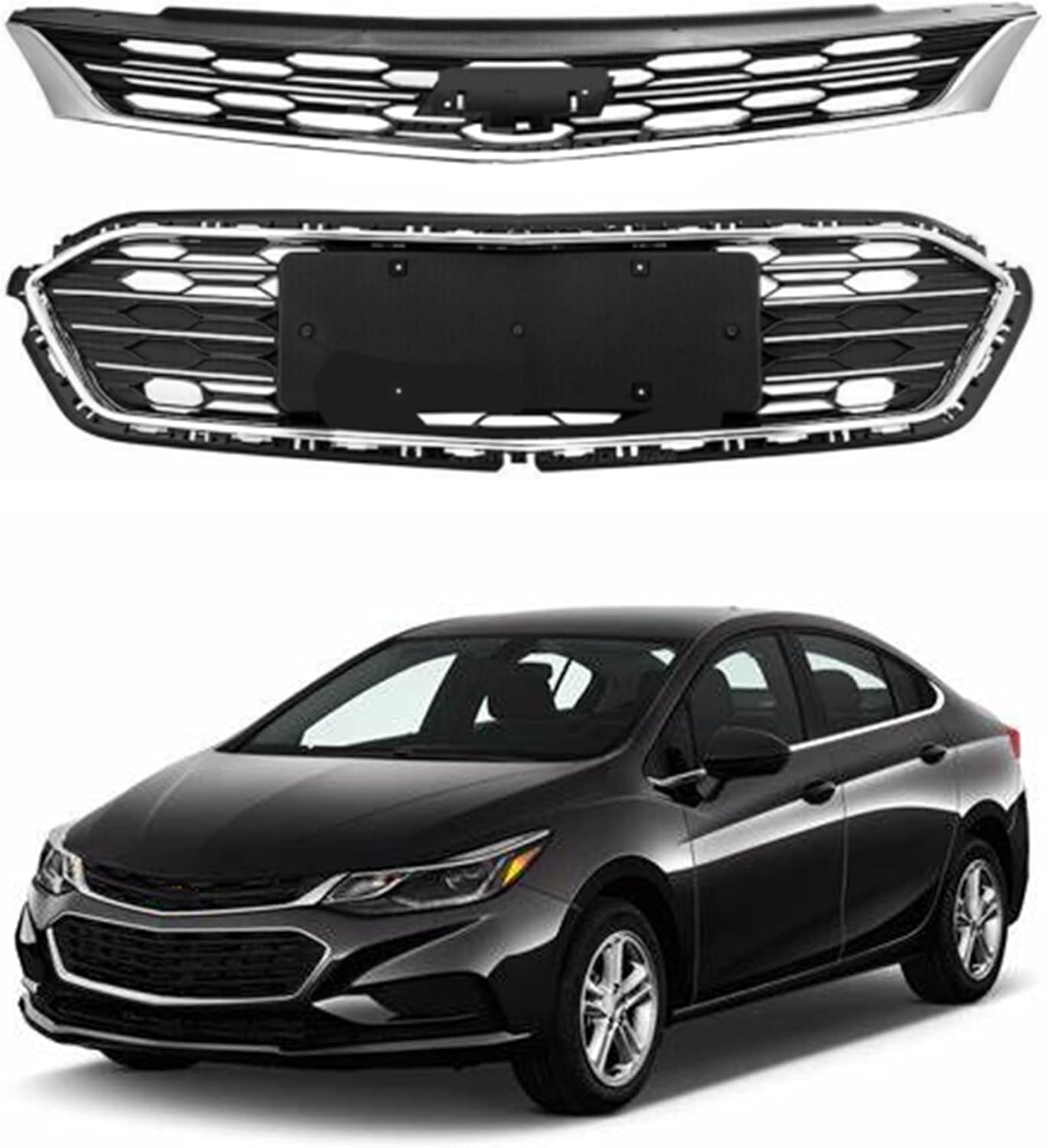 waltyotur 2 unids delantero parachoques superior parrilla media inferior rejilla reemplazo para Chevrolet Cruze 2016 2017 2018