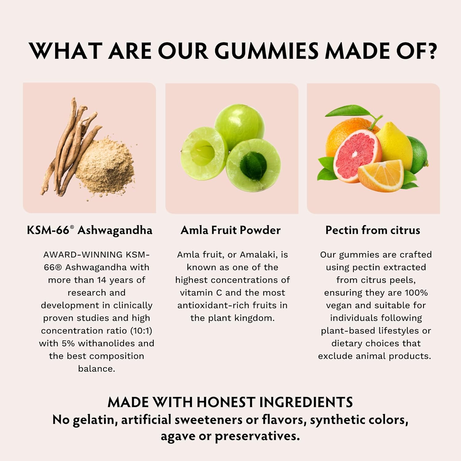 Ashwagandha KSM-66 – Gomitas para adultos, extracto de raíz orgánica pura, suplemento ayurvédico para hombres y mujeres, apoyo al estado de ánimo