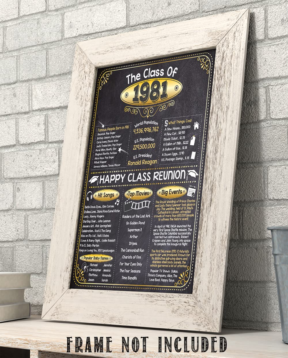 43rd High School Class Reunion (Forty-three) – Remembering The Year 1981 – Perfect Reunion Party Decoration – 11×14 Unframed Print