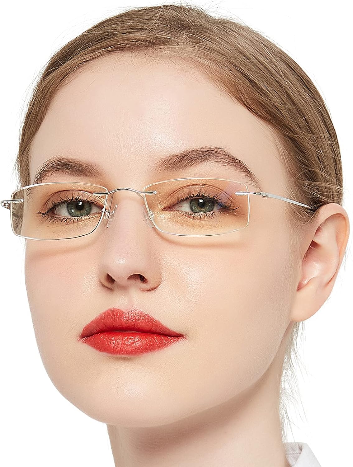 OCCI CHIARI Lentes de lectura de 1.5 con bloqueo de luz azul para mujer y mujer, diseño con bisagra de resorte duradera sin marco 1.0 1.25 1.5 1.75