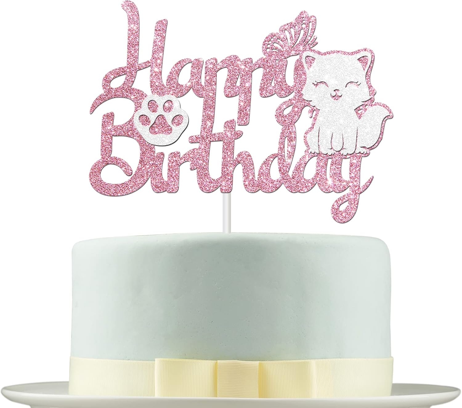 Deloklte Decoración para pastel de cumpleaños con temática de gatito, decoración de fiesta temática de gatos, decoración de baby shower, niños,