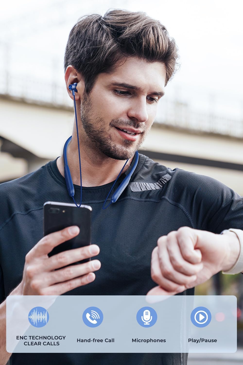 Auriculares Bluetooth N8 inalámbricos con banda magnética para el cuello, 40 horas de reproducción, IPX6 a prueba de sudor, graves profundos para