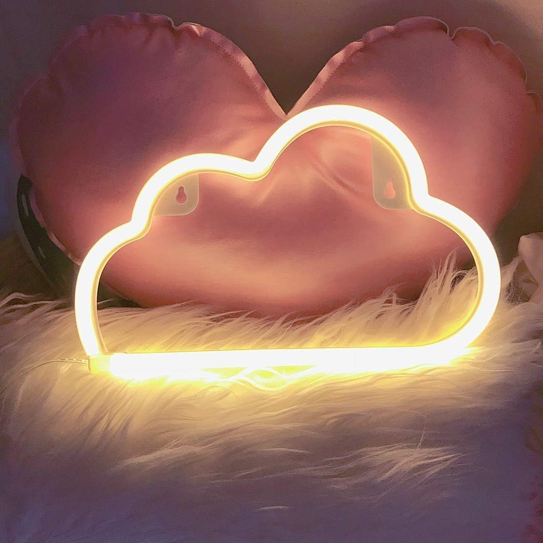 QiaoFei – Nube de neón con luz LED, lámpara de noche de neón para decoración de habitación de niños, para suministros de fiesta, accesorios de