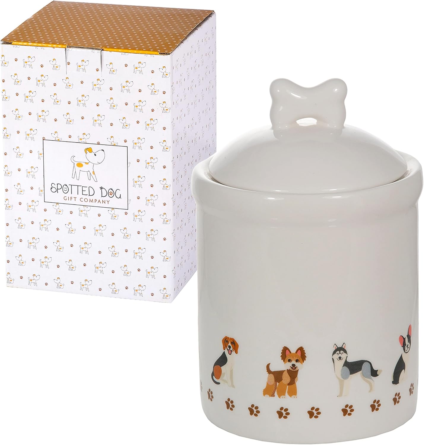 SPOTTED DOG GIFT COMPANY Recipiente de cocina para encimera, bonito tarro de cerámica para almacenamiento de alimentos con tapa, contenedor de tarro