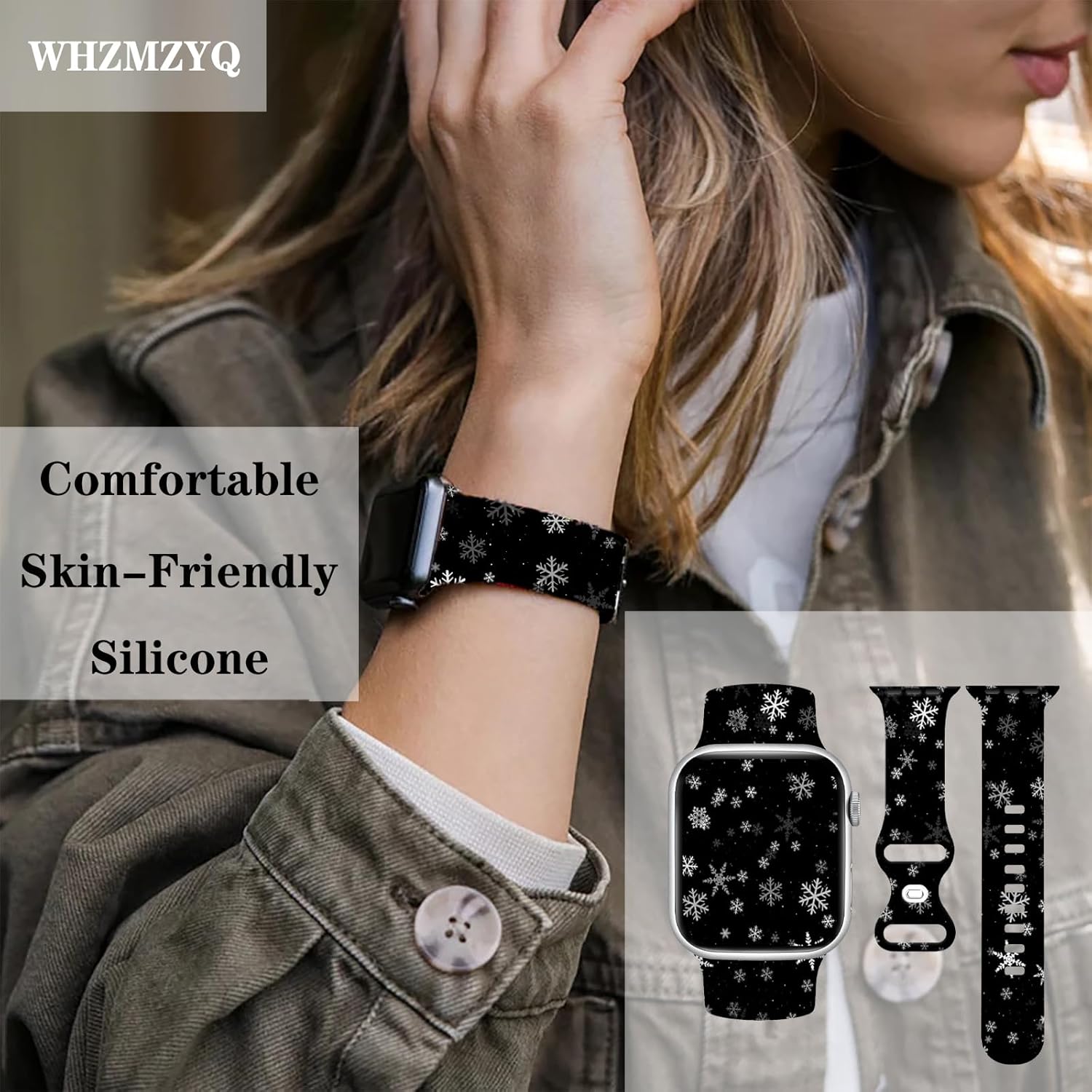 Correa de reloj de Navidad compatible con Apple Watch de 1.496 in 1.575 in 1.614 in 1.654 in 1.732 in 1.772 in 1.929 in, correa de silicona para