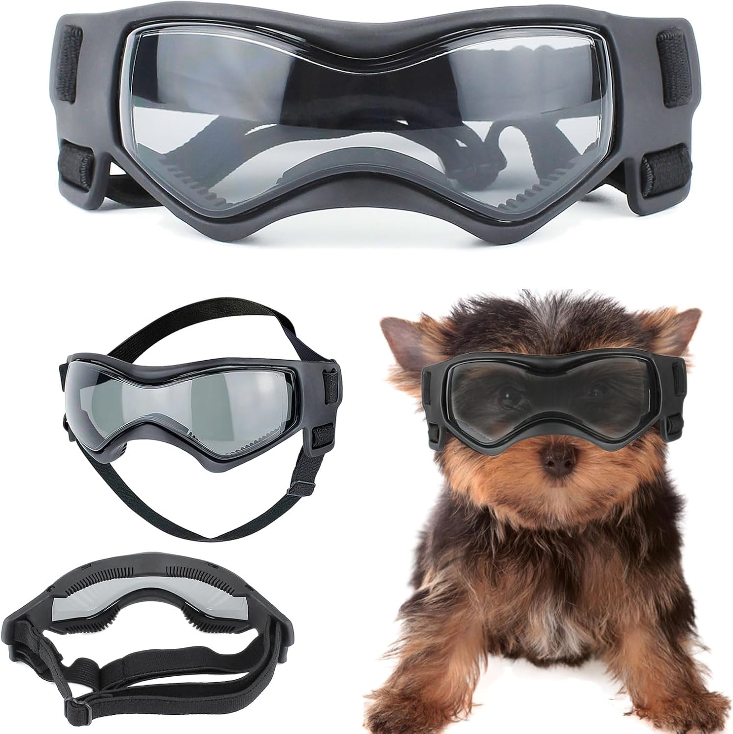 Gafas de sol para perros pequeños, lentes de sol para perros de raza pequeña, protección UV, protección contra el viento, protección contra el polvo