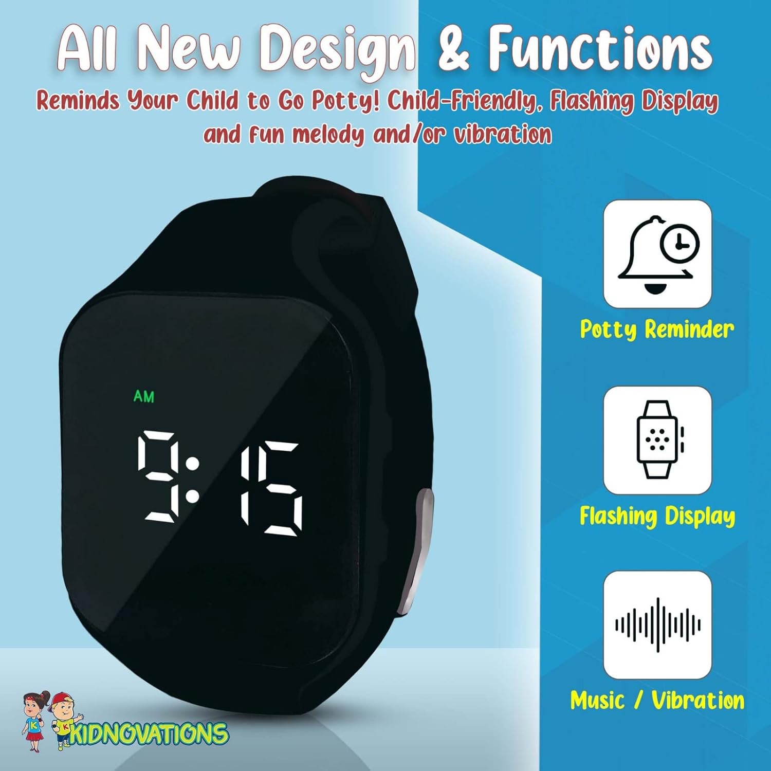 Reloj de entrenamiento para ir al baño con botón cuadrado, temporizador de entrenamiento para inodoro, recargable, resistente al agua, reloj