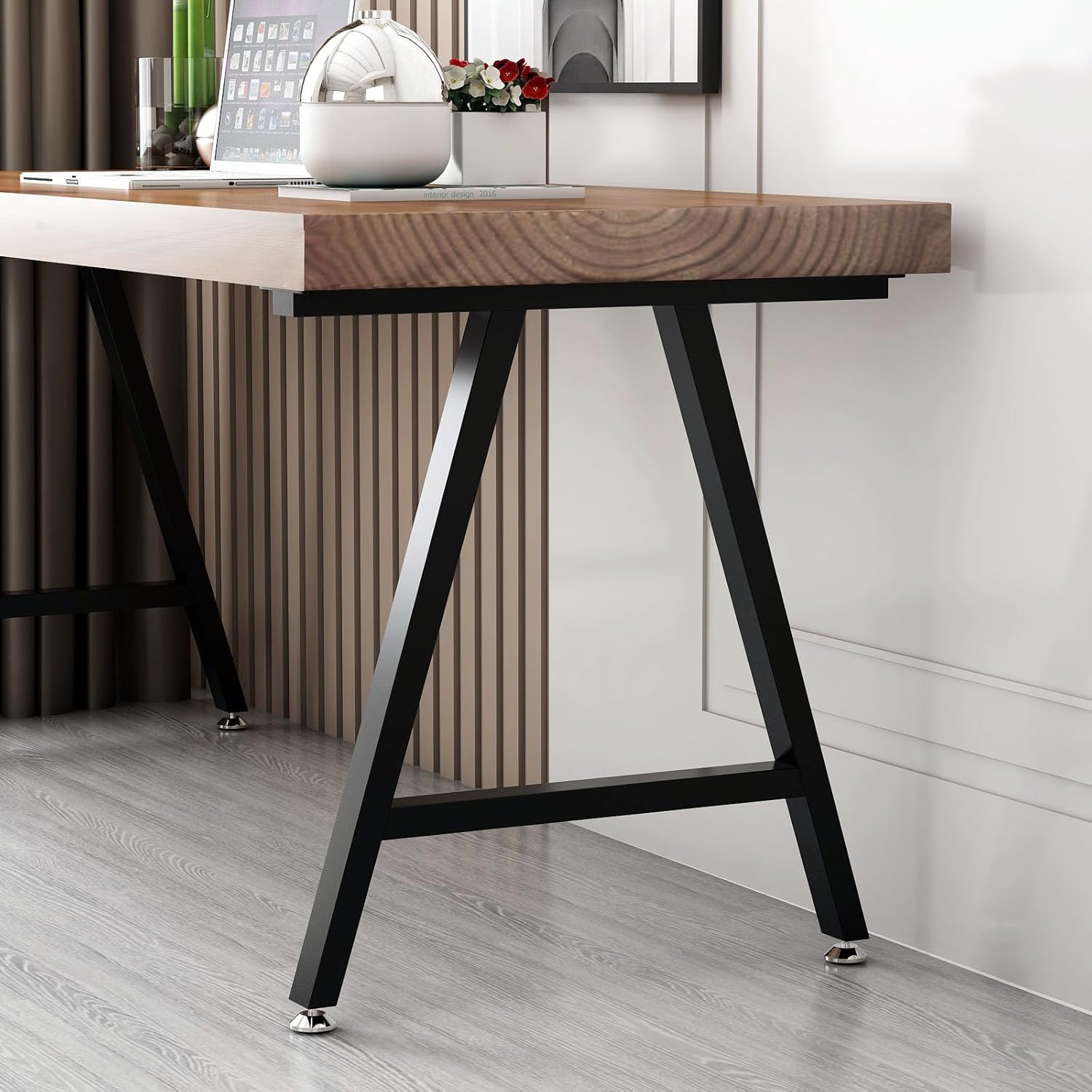 HOMEKAYT Patas de metal para mesa, patas de escritorio de 28 pulgadas de alto x 24 pulgadas de ancho, patas de mesa de estilo industrial y moderno,