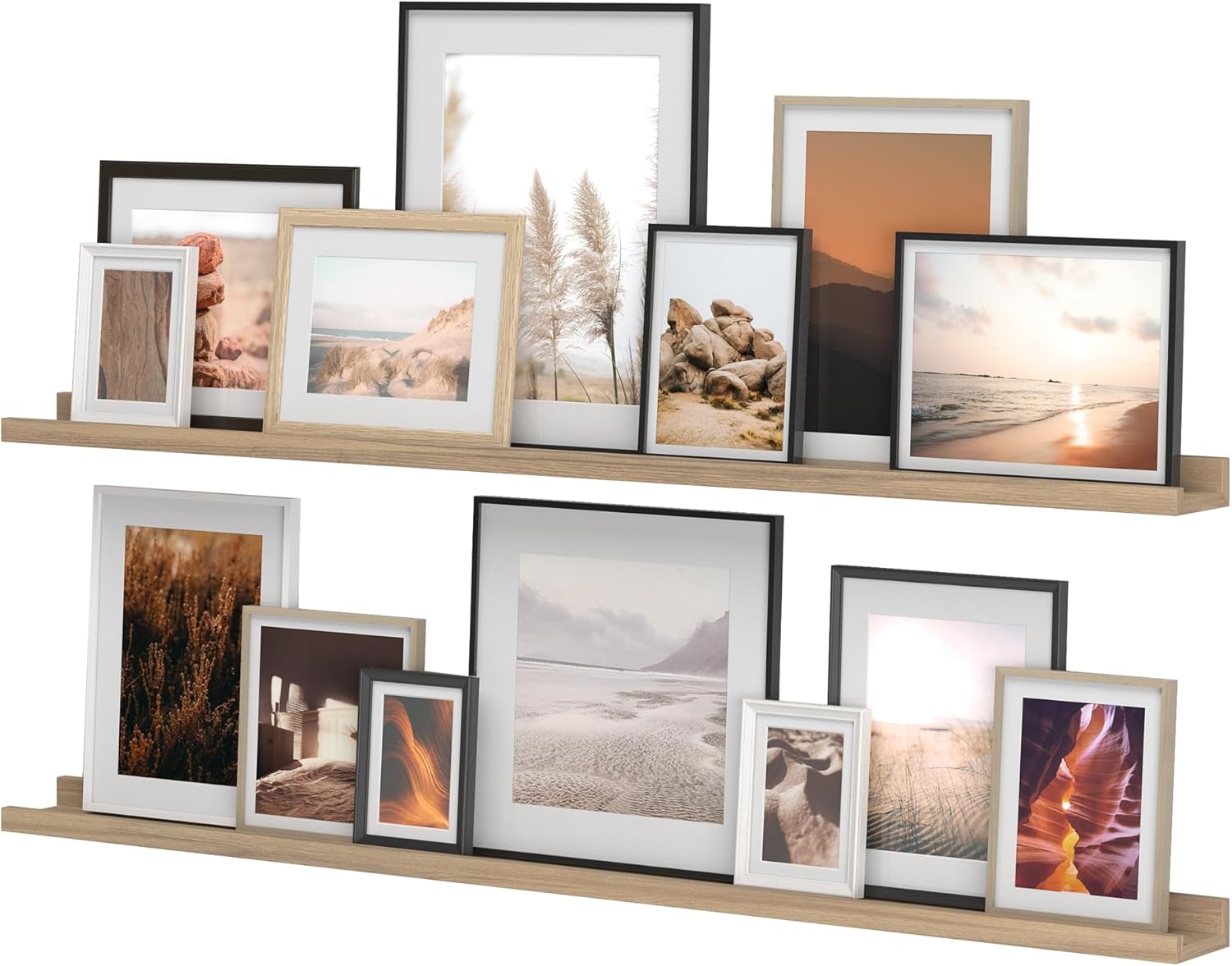 Wallniture Denver – Estantes flotantes de 48 pulgadas para marcos de fotos, decoración de pared, repisa de fotos, sala de estar, decoración de