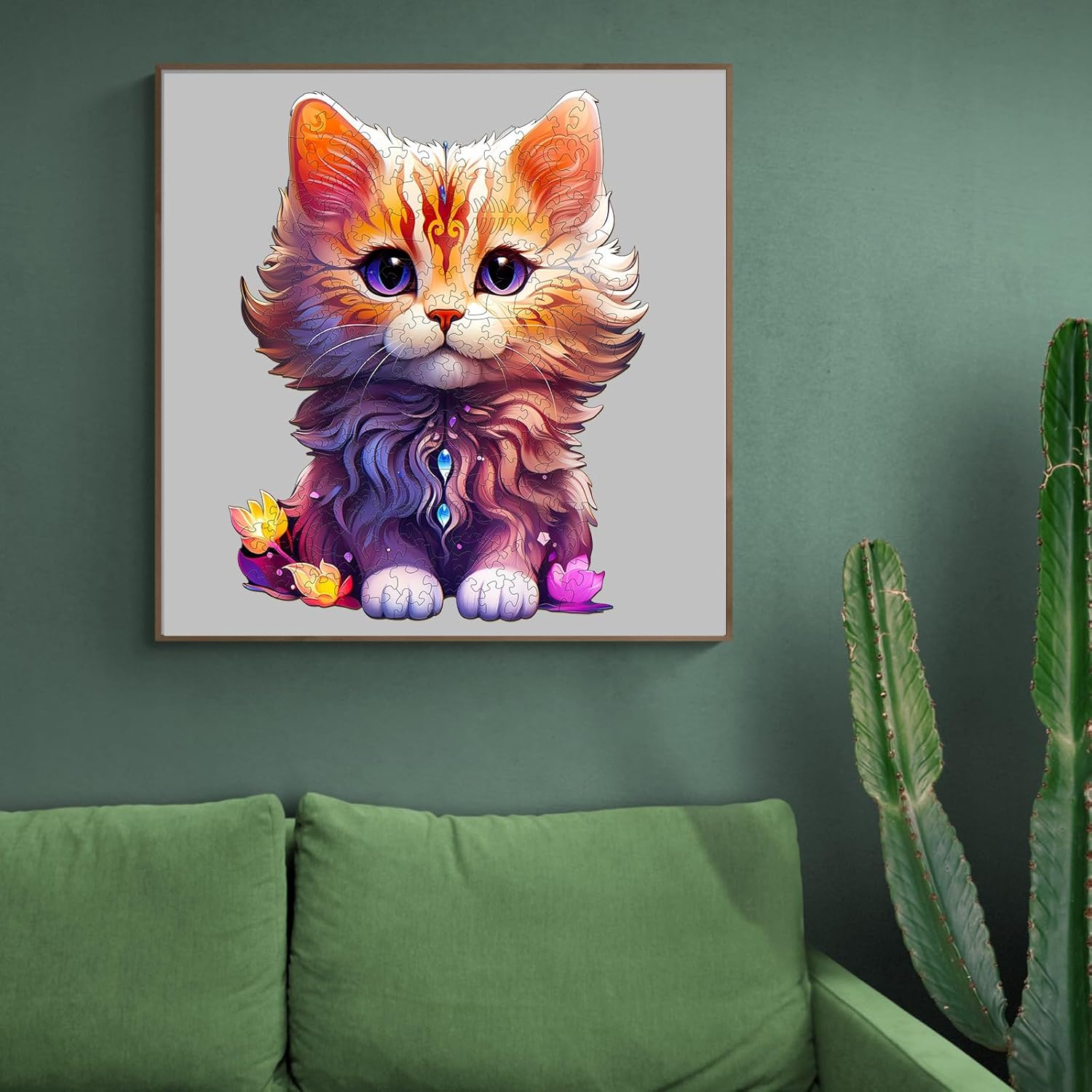 Rompecabezas de madera, con forma de gato linda, 190 piezas de 11 x 8.7 pulgadas. Rompecabezas ecológico con forma de animal único, regalo de