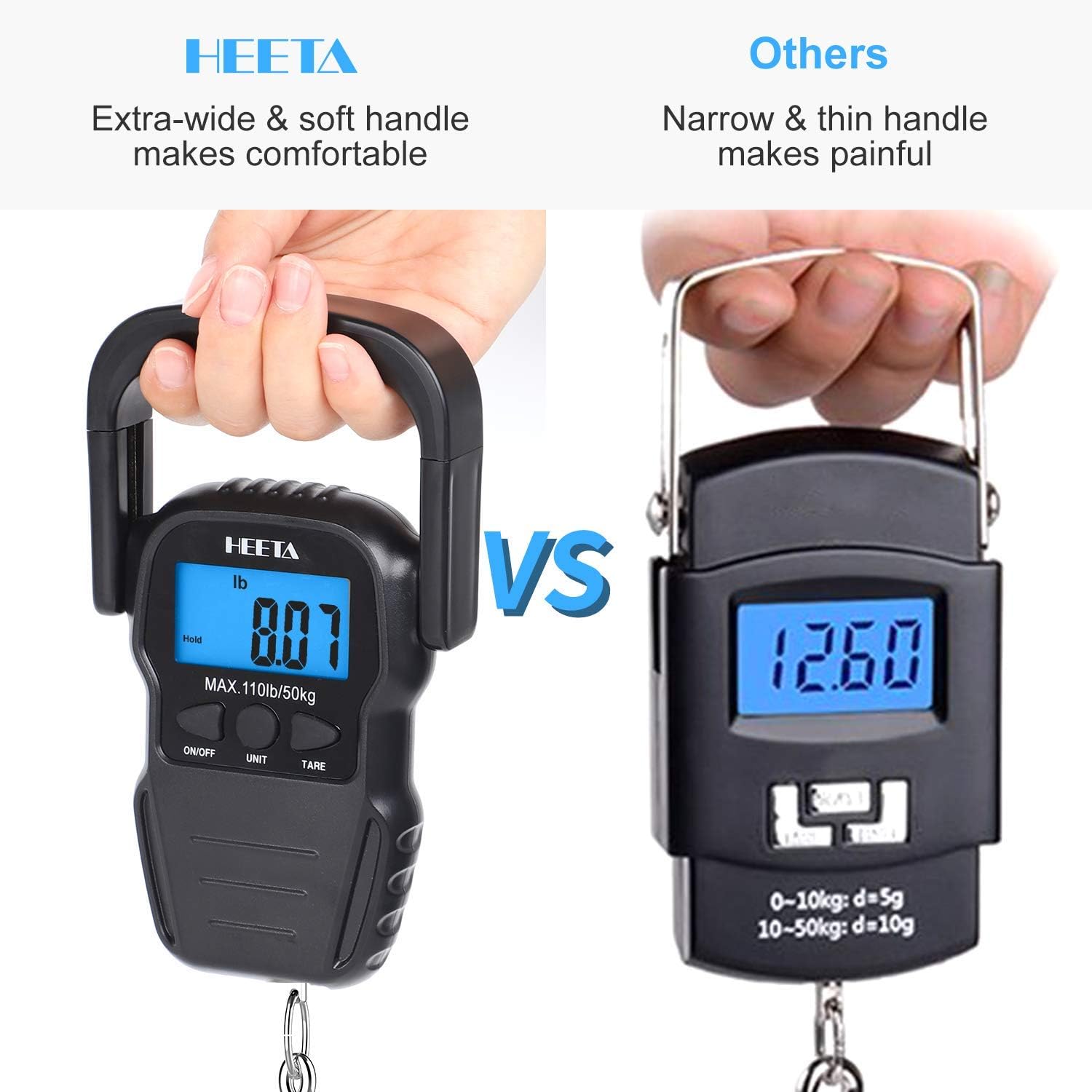 HEETA Báscula de pescado con pantalla LCD retroiluminada con bolsa seca impermeable para mujeres y hombres