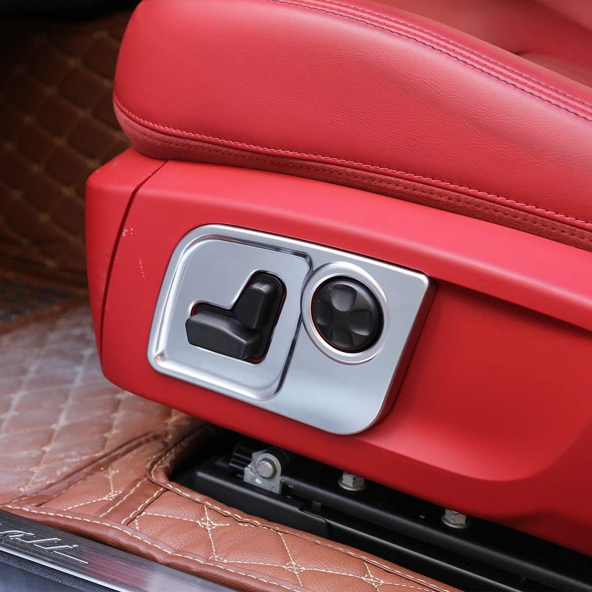 YIWANG 2 unids ABS cromo coche estilo asiento lado decorar marco cubierta ajuste etiqueta para Maserati Levante para Ghibli para Quattroporte
