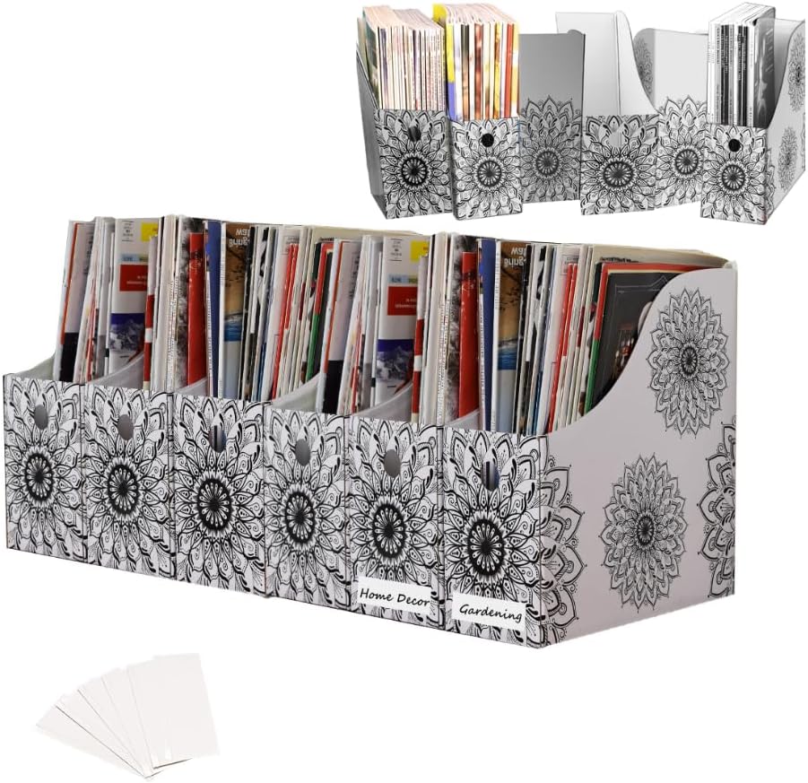 Evelots Organizador de archivos para revistas (paquete de 12) Mandala con etiquetas