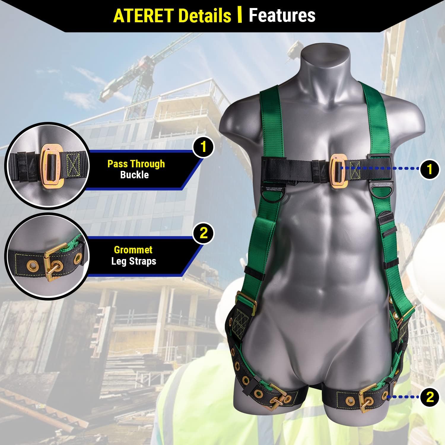 Palmer Safety V5504 Kit de techado, arnés de construcción, conjunto de línea de vida vertical y bolsa de lona