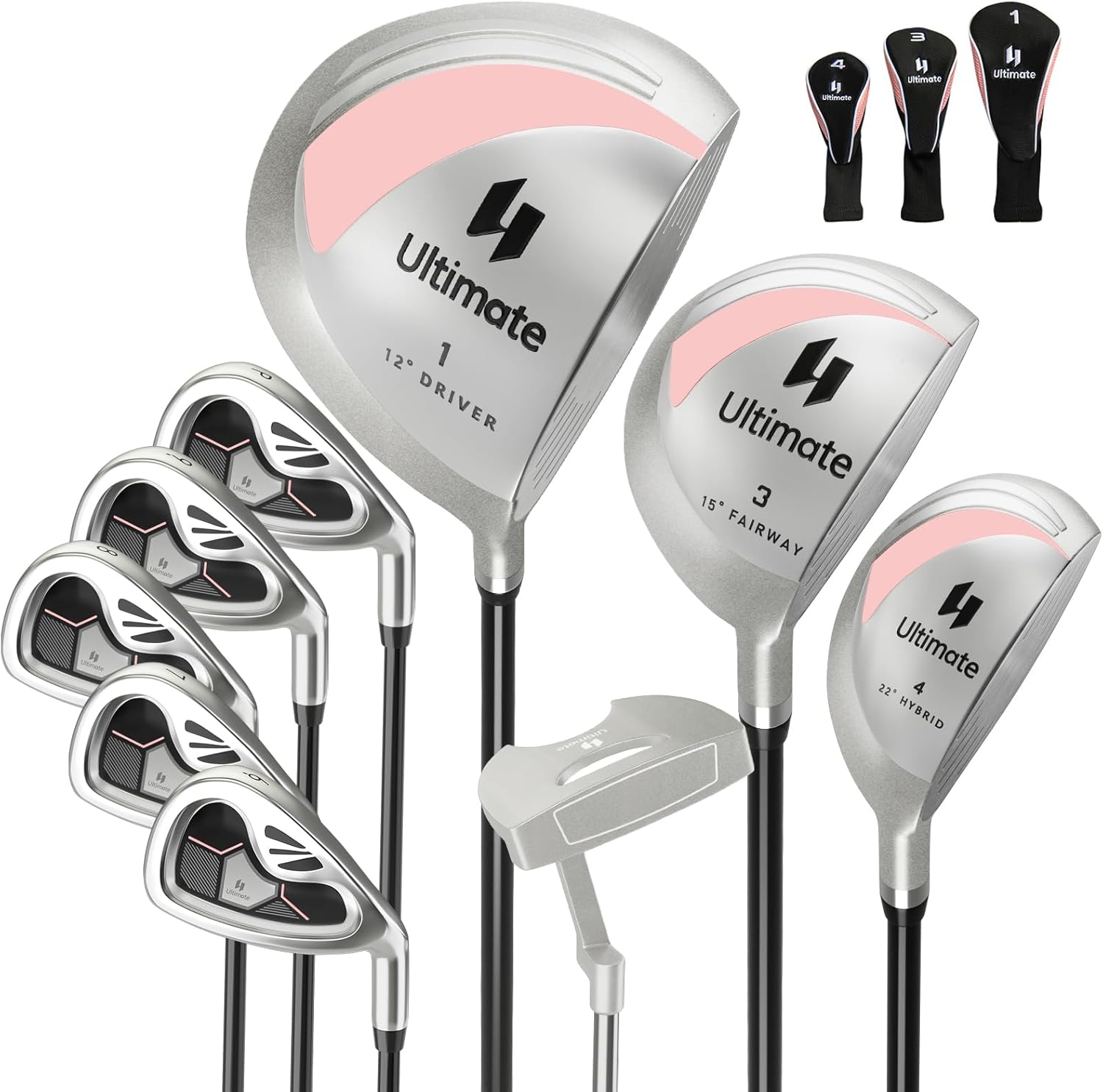 Goplus Juego completo de palos de golf para mujer, 9 piezas de palos de golf con conductor #1, 3 calles, 4 híbridos, 6 & #7 & #8 y #9 y #P hierros,