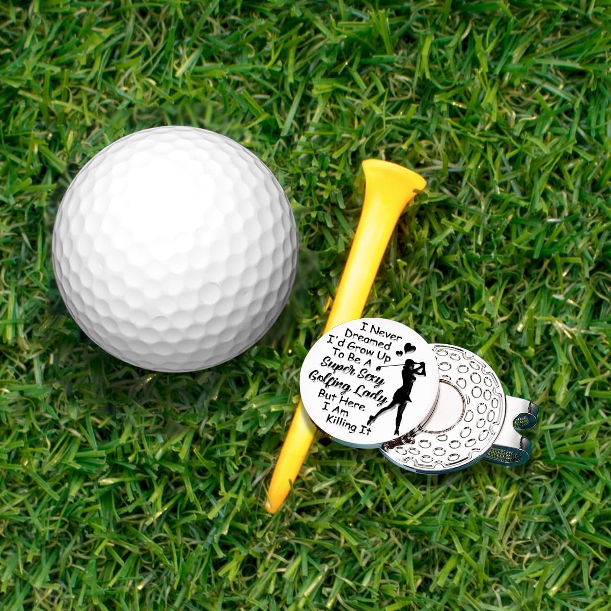 I Never Dreamed I’d Grow Up to Be A Super Sexy Golfing Lady – Marcador de pelota de golf con clip magnético para sombrero, accesorios de golf