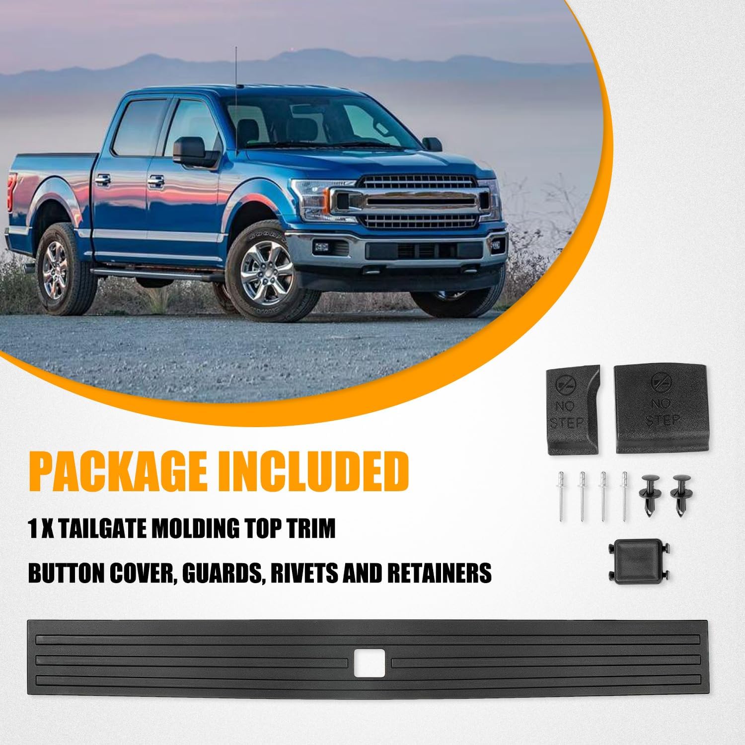 RANSOTO Tapa de moldura para portón trasero compatible con Ford F-150 F150 flexible Flex Step Center Piece Protector Cover reemplazo FL3Z9940602B