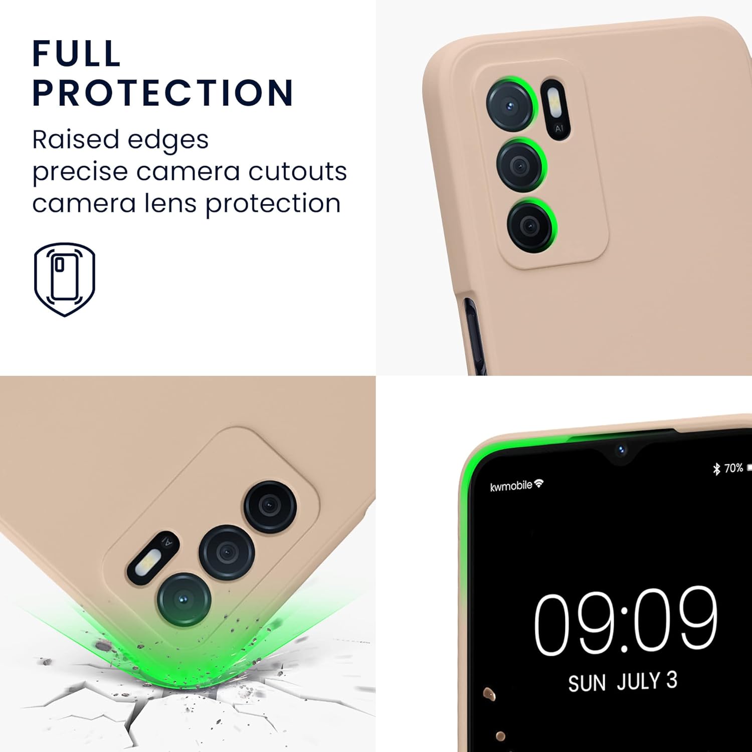kwmobile Funda compatible con Oppo A16  A16s  A54s – Funda protectora delgada de TPU con acabado mate suave – remolino de coco