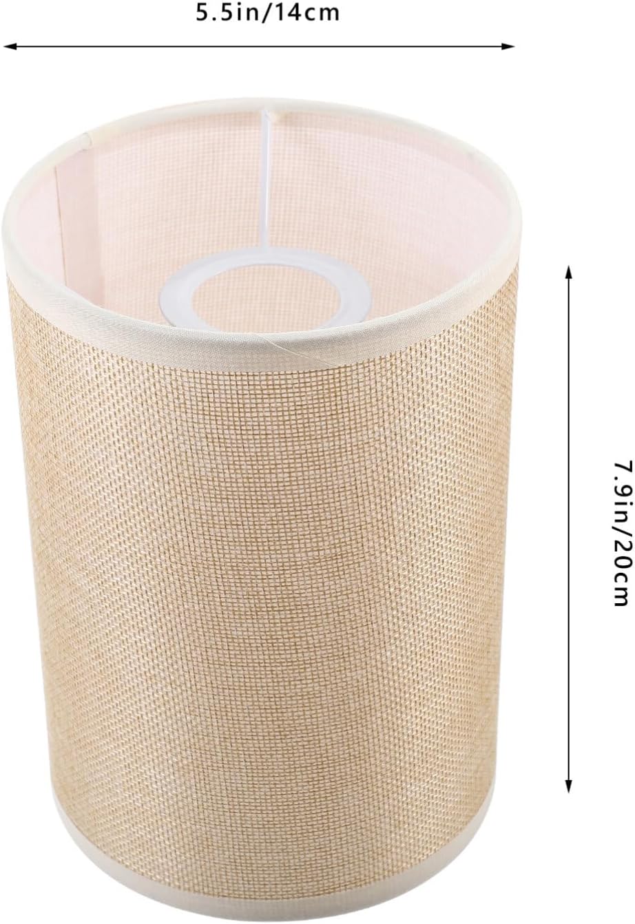 LIFKOME Pantallas de lámpara para lámparas de mesa, pantalla de tela de tambor E27, pantalla cilíndrica de tela natural, repuesto de lino, cubierta