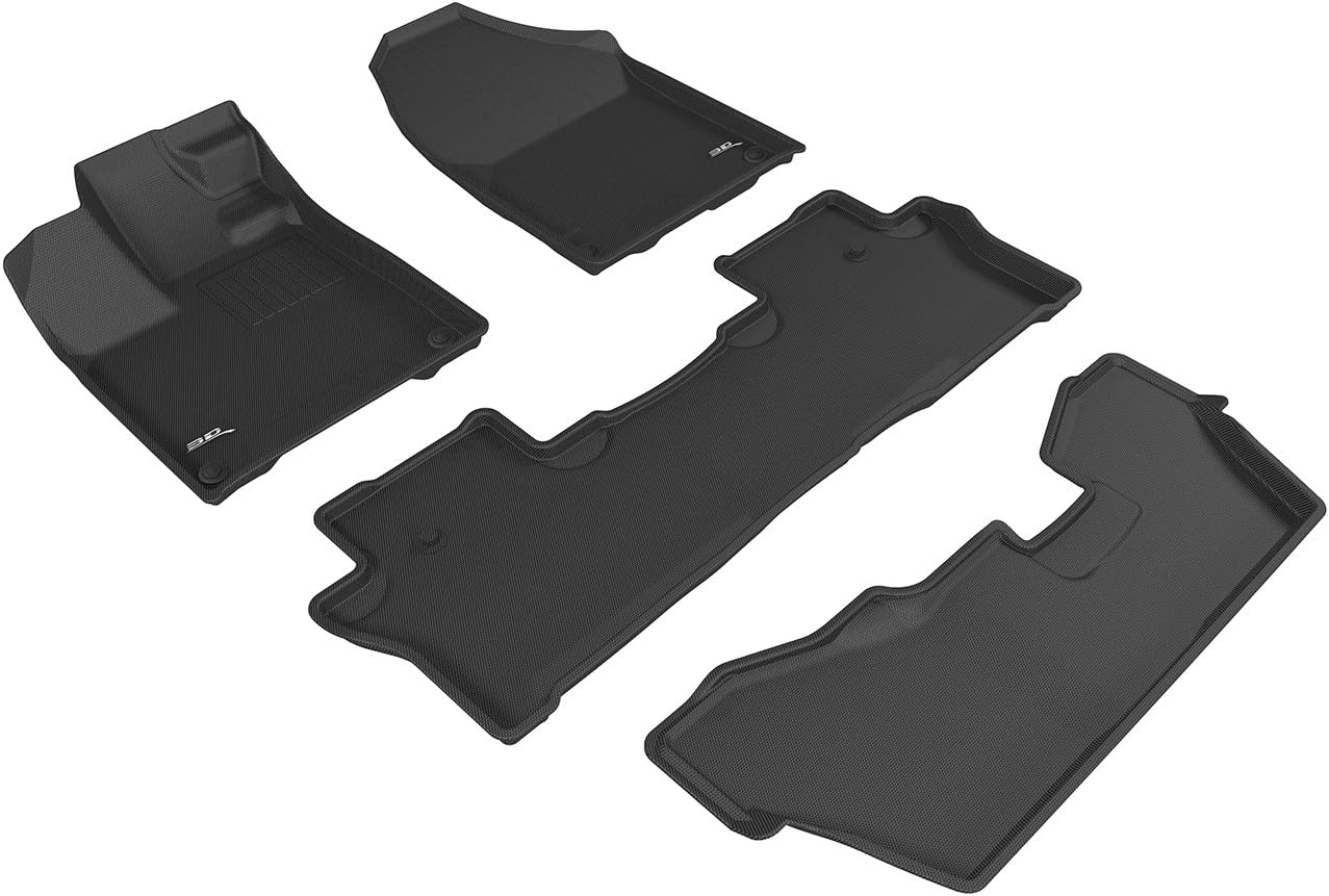 3D MAXpider Alfombrillas para todo tipo de clima para Honda Pilot de 8 plazas 2016-2022, ajuste personalizado, Kagu (1, 2 y 3 fila, negro)