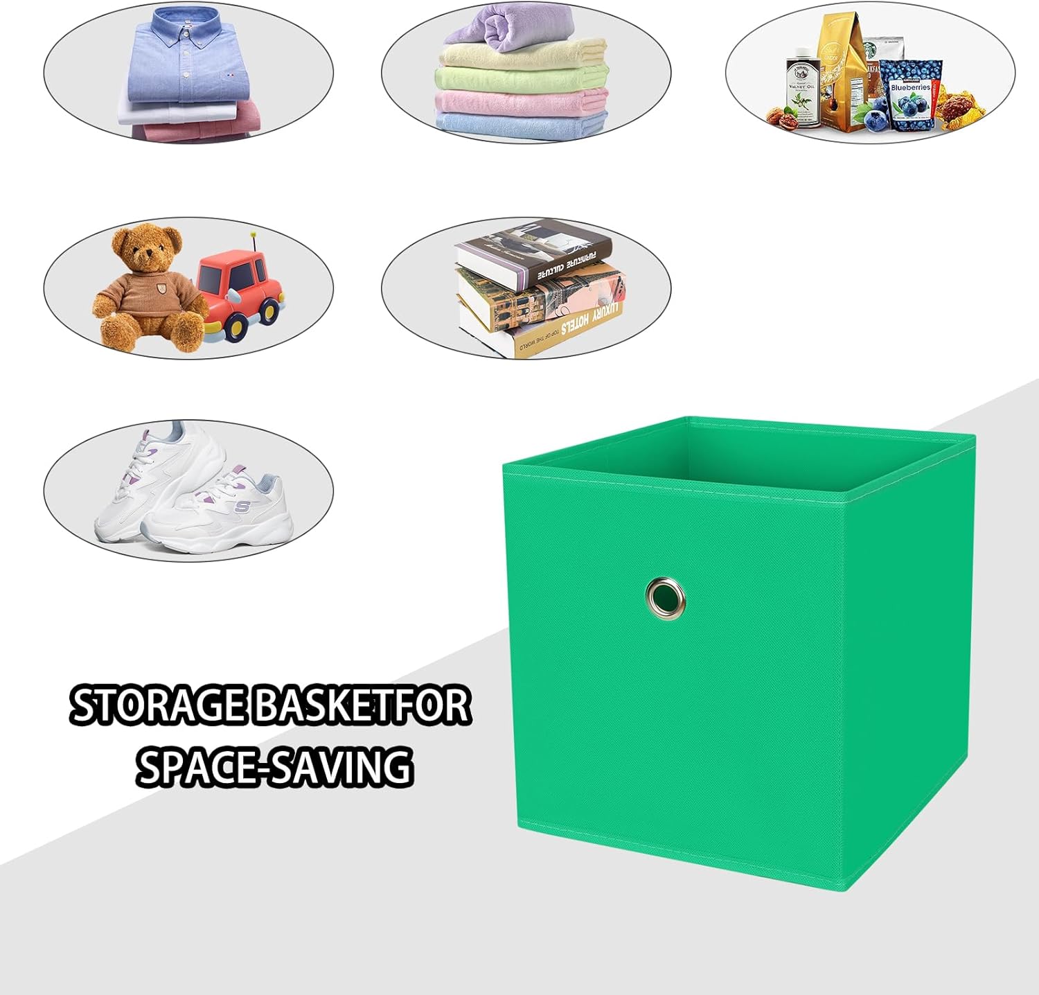 NieEnjoy Cubos de almacenamiento plegables, cubos de almacenamiento de tela de 11 pulgadas, cubos organizadores con asas dobles para el hogar, juego