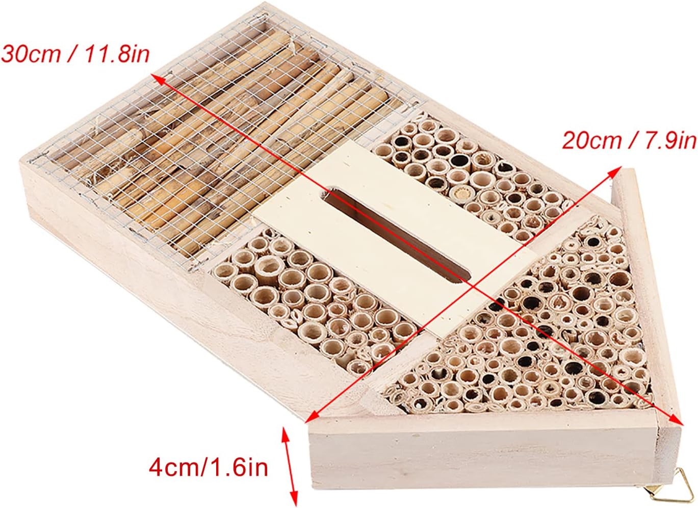 Fydun Casa de abejas de madera, refugio de jardín, caja de anidación de artesanías, adorno al aire libre, decoración de casa de abeja de madera,