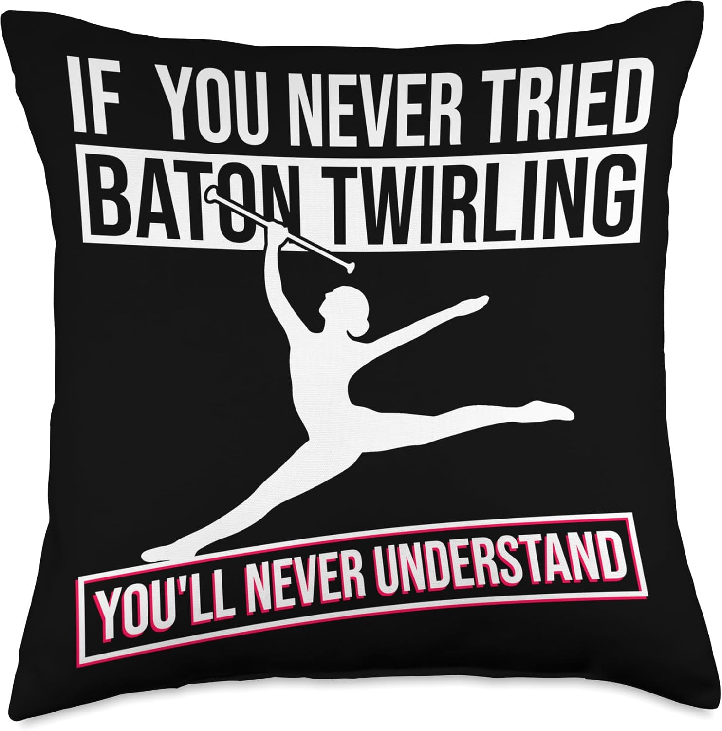 Baton Twirling & Majorette Dance Designs Baton Twirler Design for Majorette Cheerleader Throw Pillow, 18×18, Multicolor