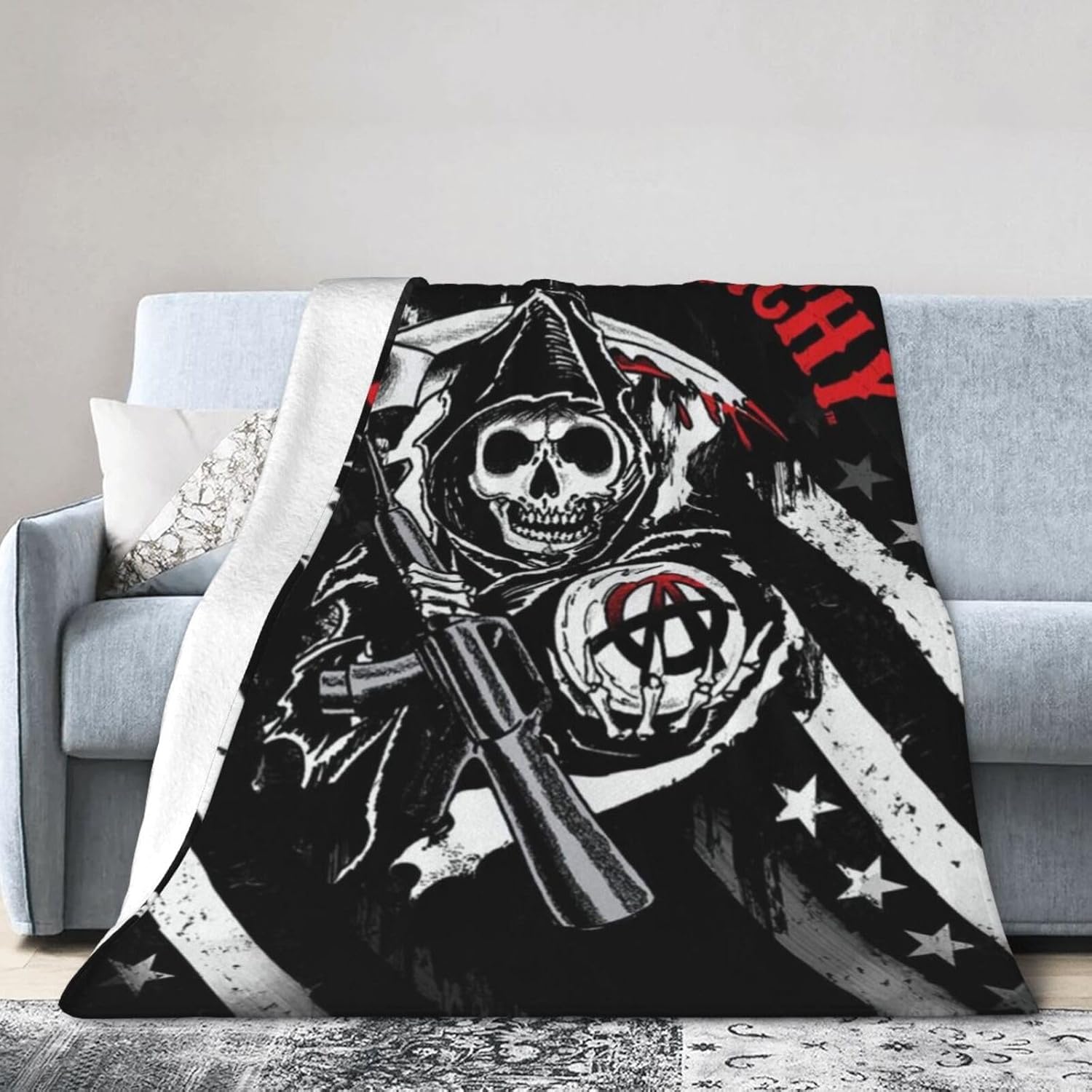 Mantas de forro polar de anarquía de Sons of Horror Drama para sofá y dormitorio, mantas de aire acondicionado suaves para todas las estaciones, 50
