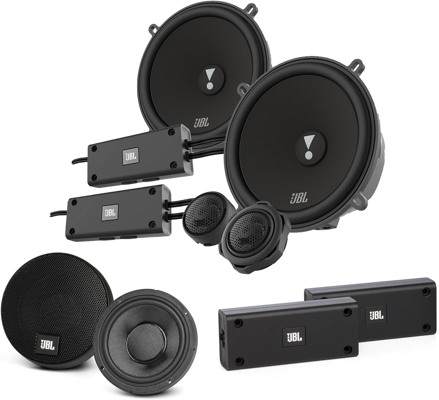 JBL – STADIUM52CF 5 14″ Altavoces de componentes de audio para automóvil de 2 vías (par) con sistema de actualización de rango medio de 3 pulgadas