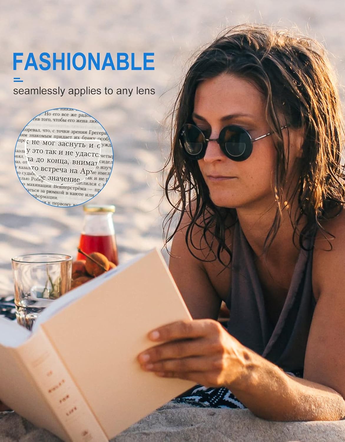 OKH 2 Pack Stick-on Bifocal Lenses, Convert Sunglasses, Goggles, or Glasses into Magnified Readers, Reusable, No Water Needed