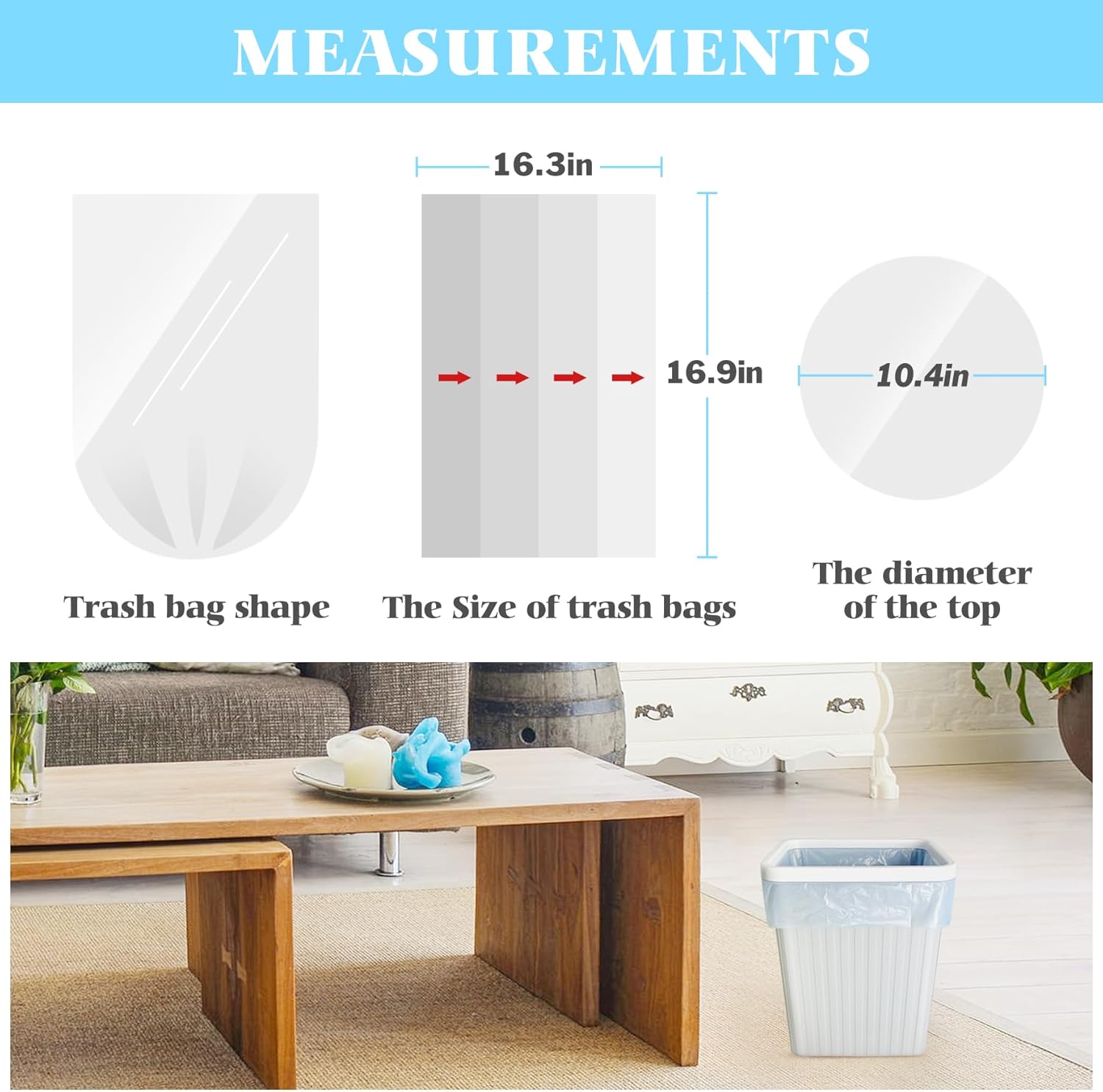 Teivio 1.2 Gallon(Fit 1-1.2 Gal)80 Counts Strong Trash Bags Garbage Bags, Bathroom Trash Can Bin Liners, Small Plastic Bags for home office kitchen,