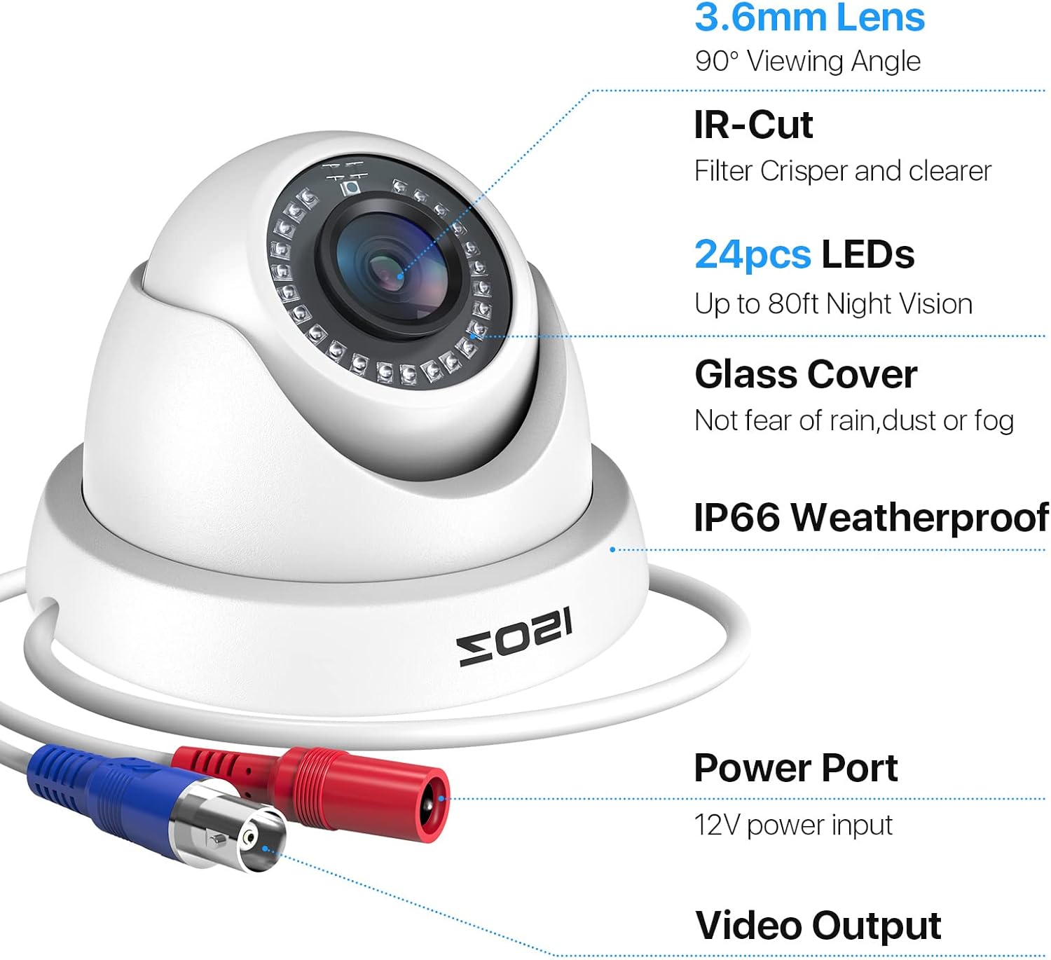ZOSI Paquete de 2 cámaras de seguridad de 2.0MP HD 1080P TVICVIAHD para interiores y exteriores, 80 pies, visión nocturna, CCTV, domo, cámaras domo